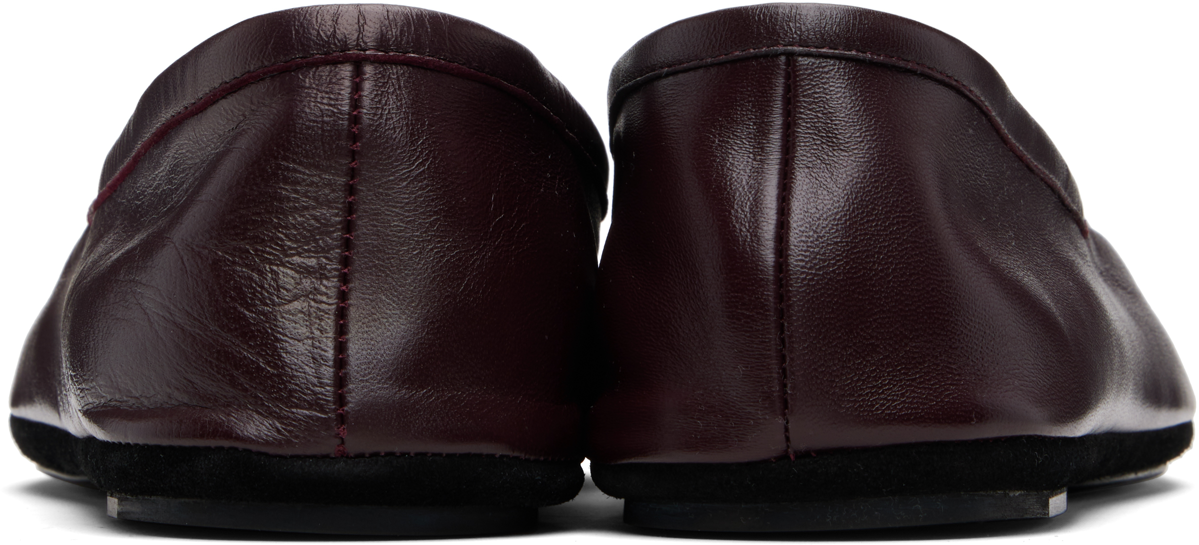 Lemaire Purple Leather Indoor Slippers In Burgundy