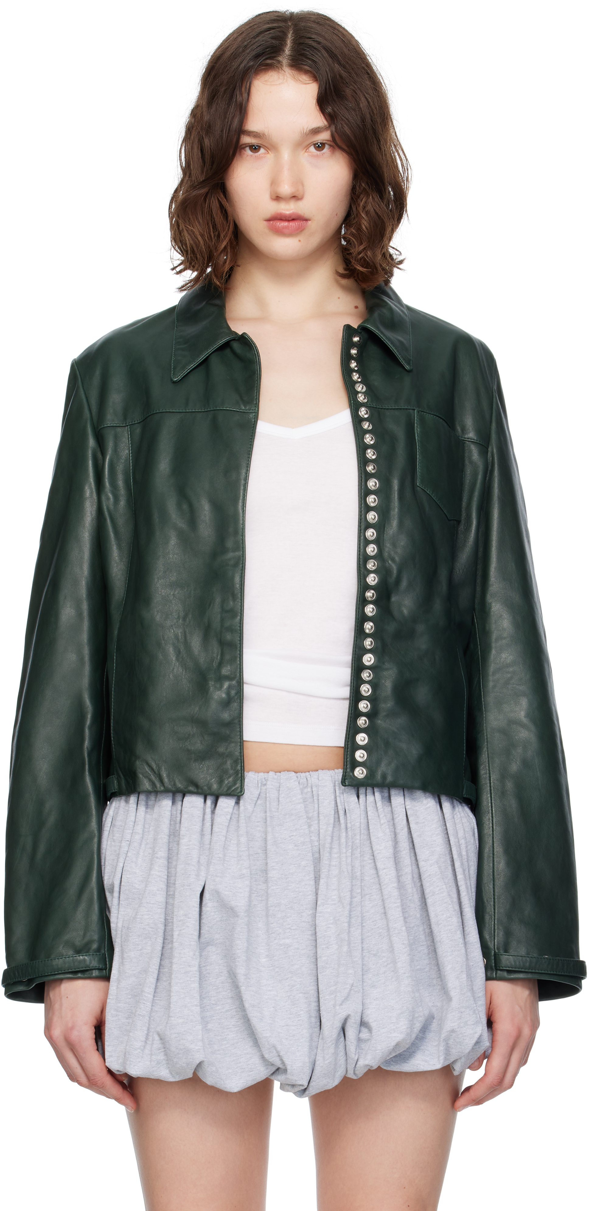 Khaki Octavia Leather Jacket