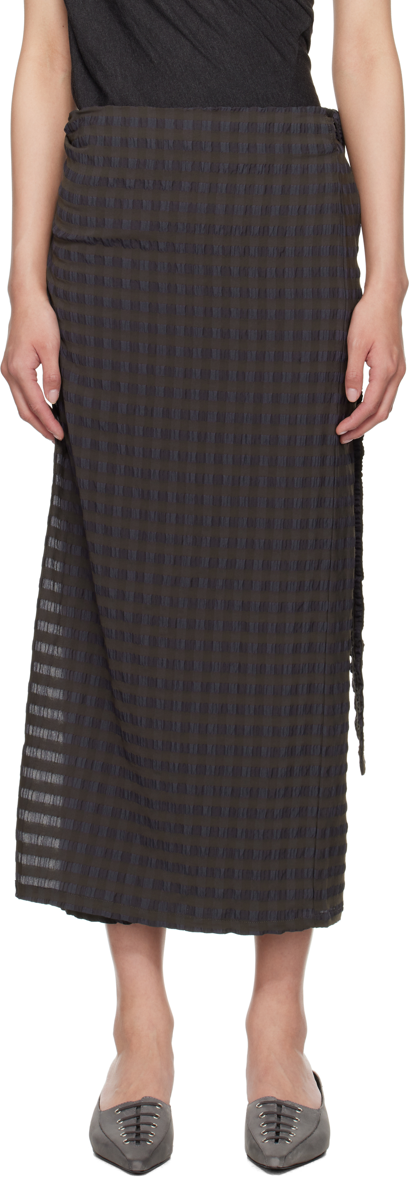 Brown & Blue Staino Midi Skirt