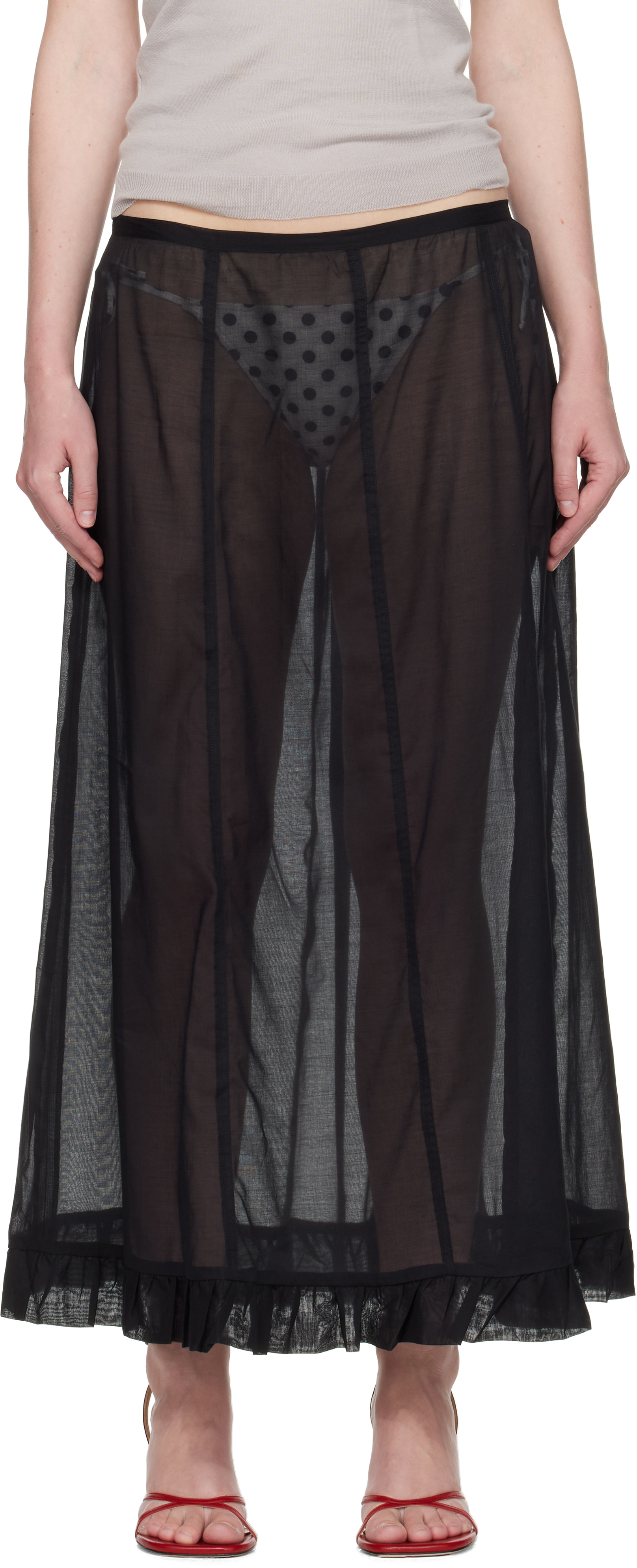 【関税込み】Paloma Wool ブラック Andolini マキシスカート Paloma Wool: Black Andolini Maxi Skirt | SSENSE