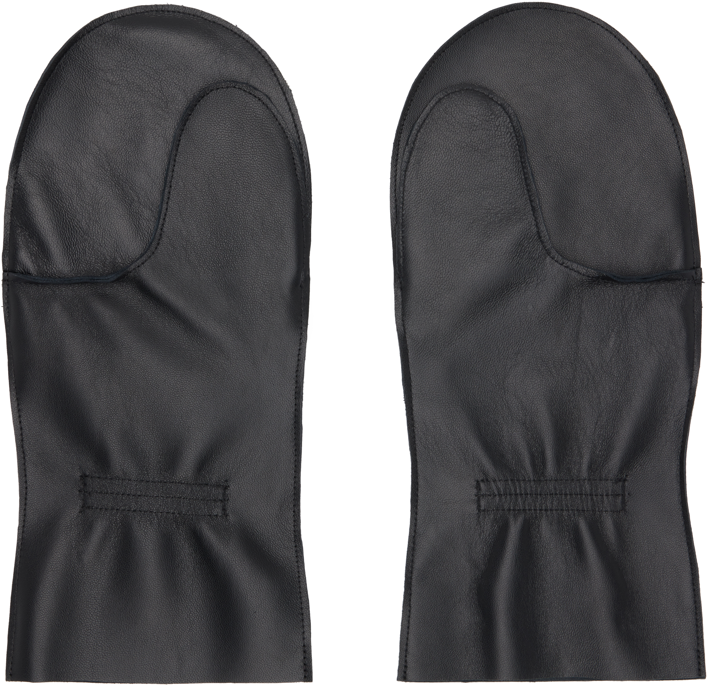 Sage Nation Black Leather Mittens In Black
