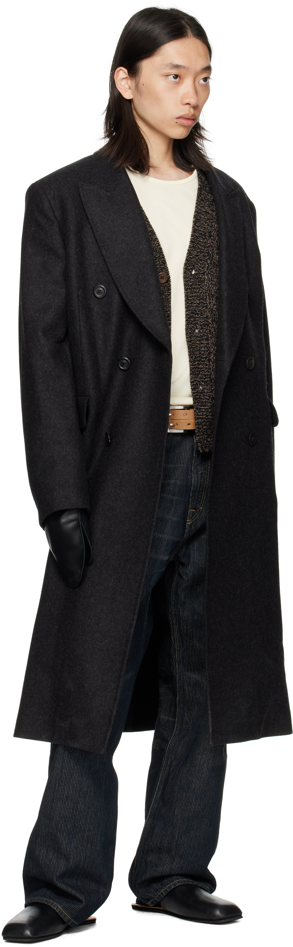 Sage Nation Black Leather Mittens In Black