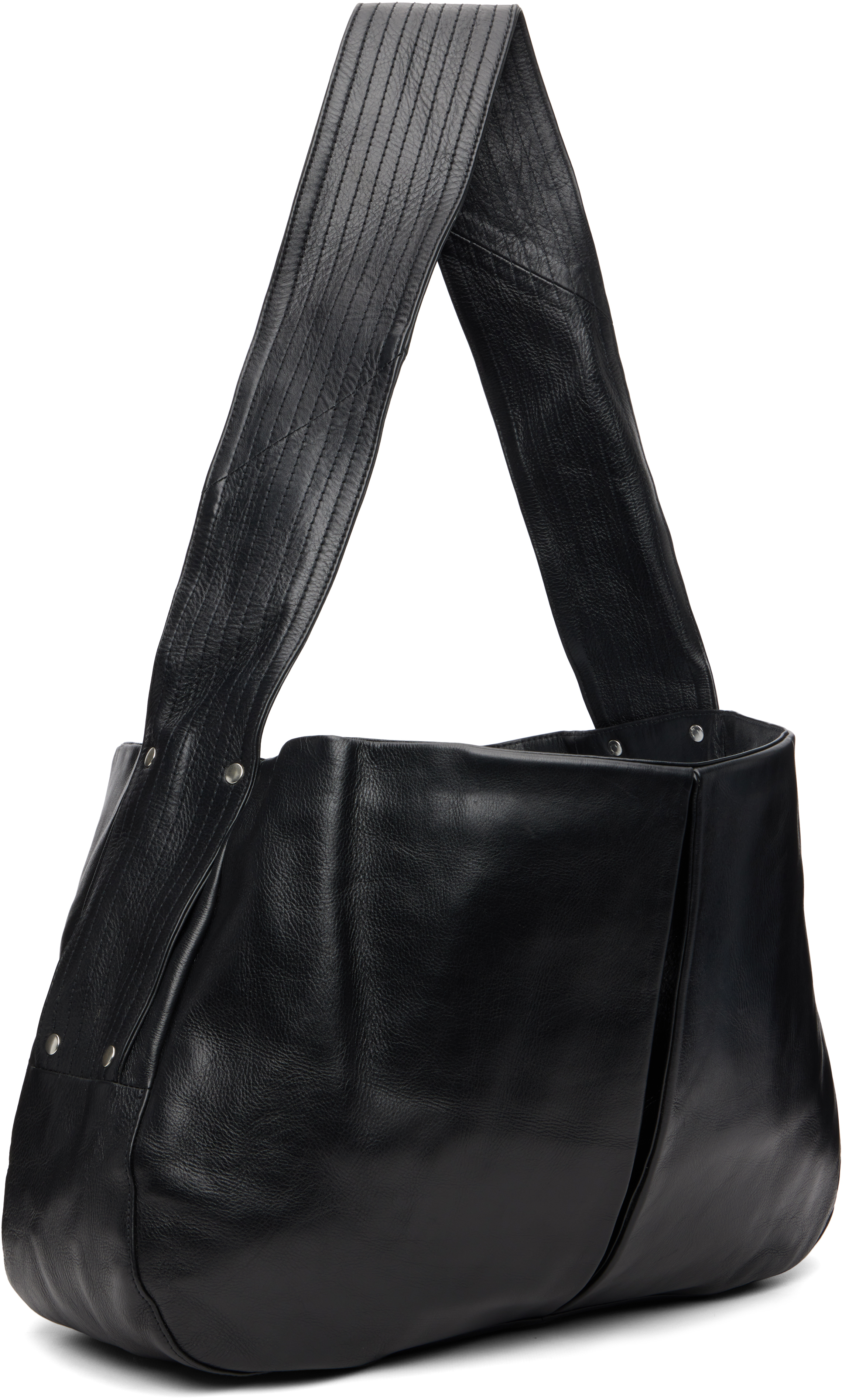 Sage Nation Black Box Pleat Leather Bag In Black