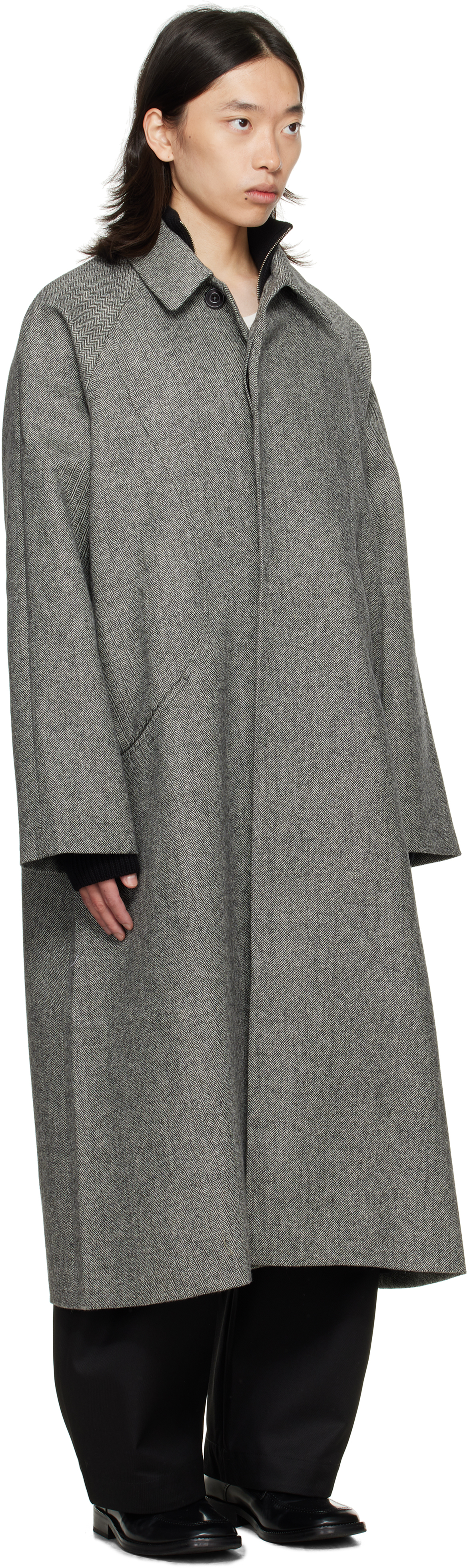 Sage Nation Black & White Takeshi Coat In Gray