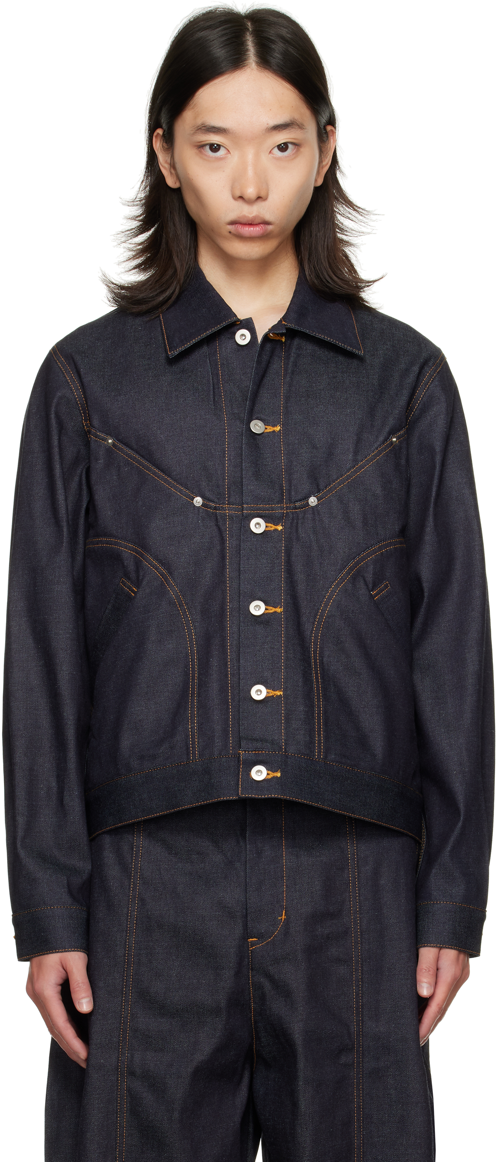 Sage Nation Navy Jiji Denim Jacket In Blue