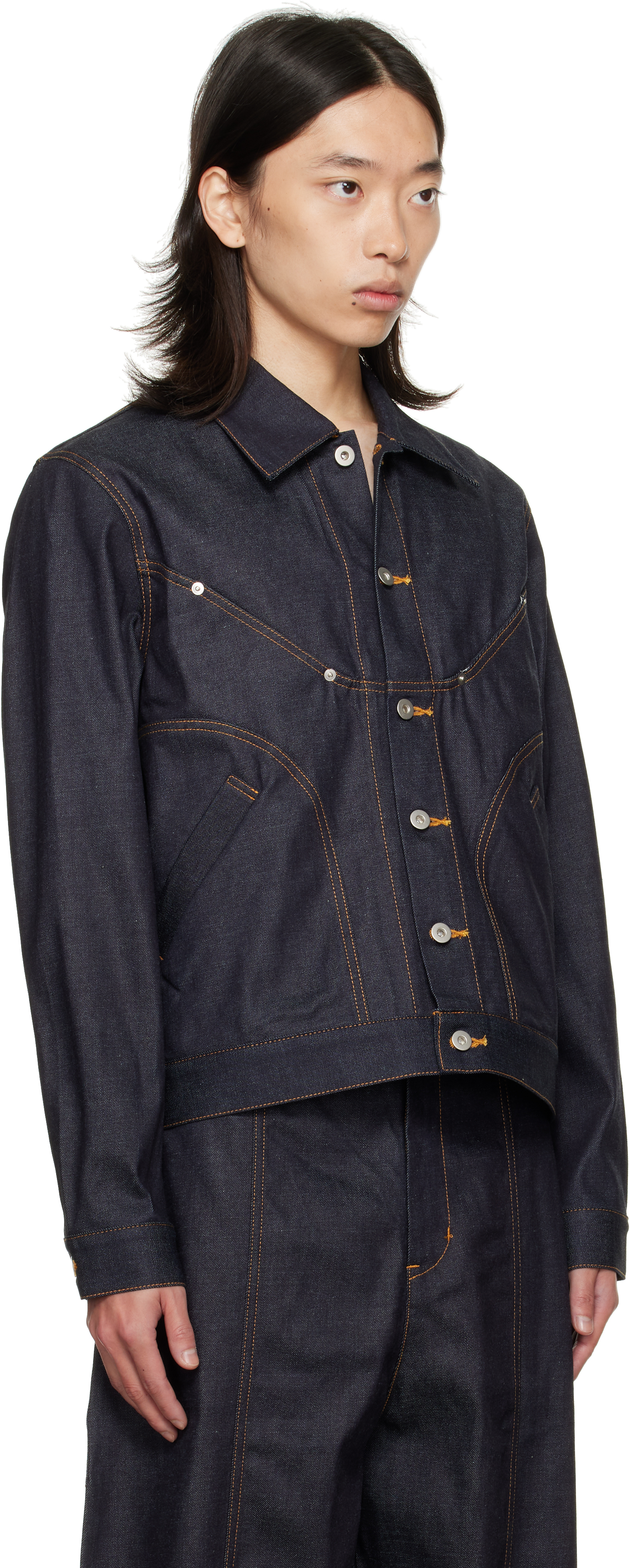 Sage Nation Navy Jiji Denim Jacket In Blue