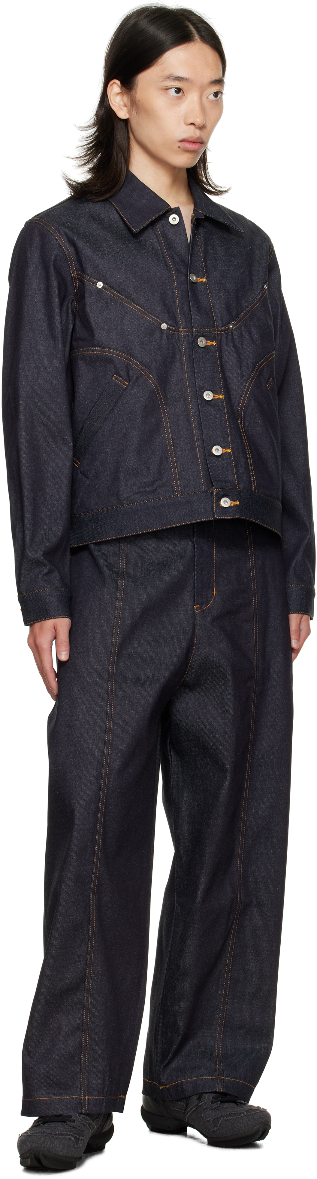 Sage Nation Navy Jiji Denim Jacket In Blue