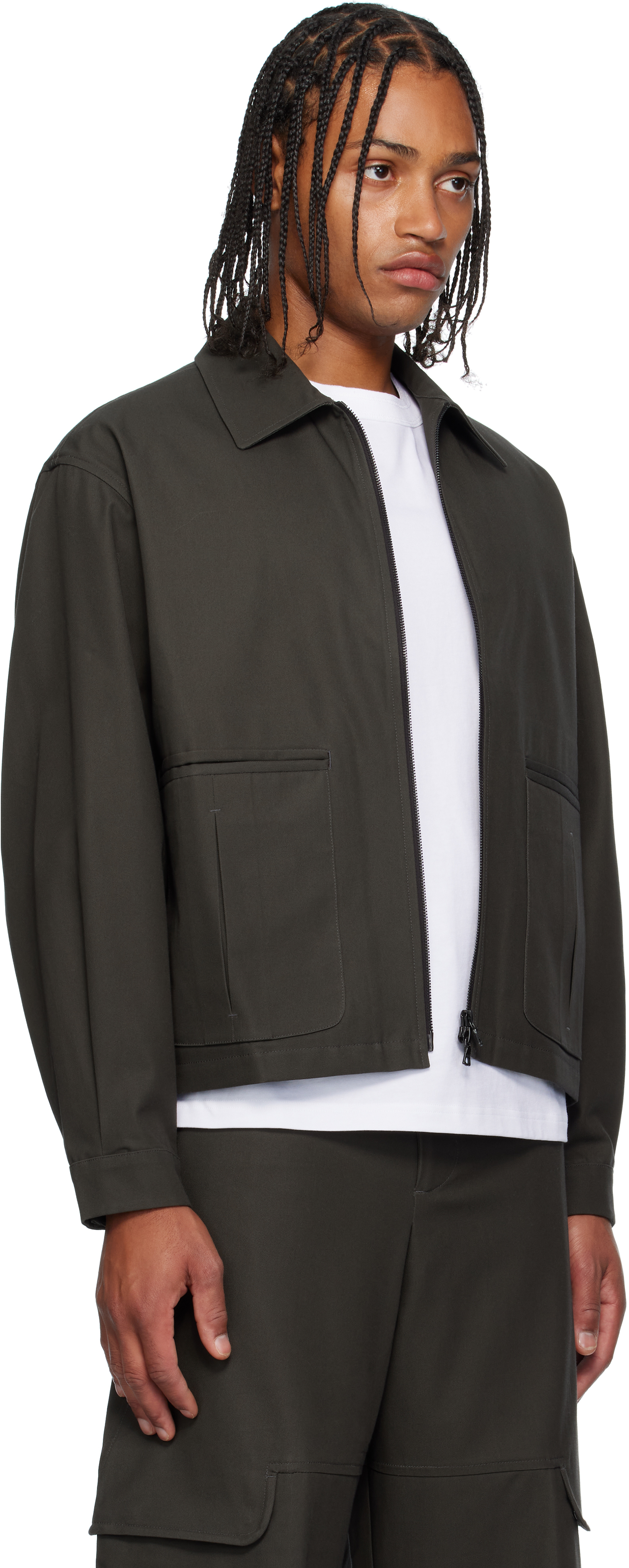 Sage Nation Gray Index Cotton Twill Jacket In Animal Print