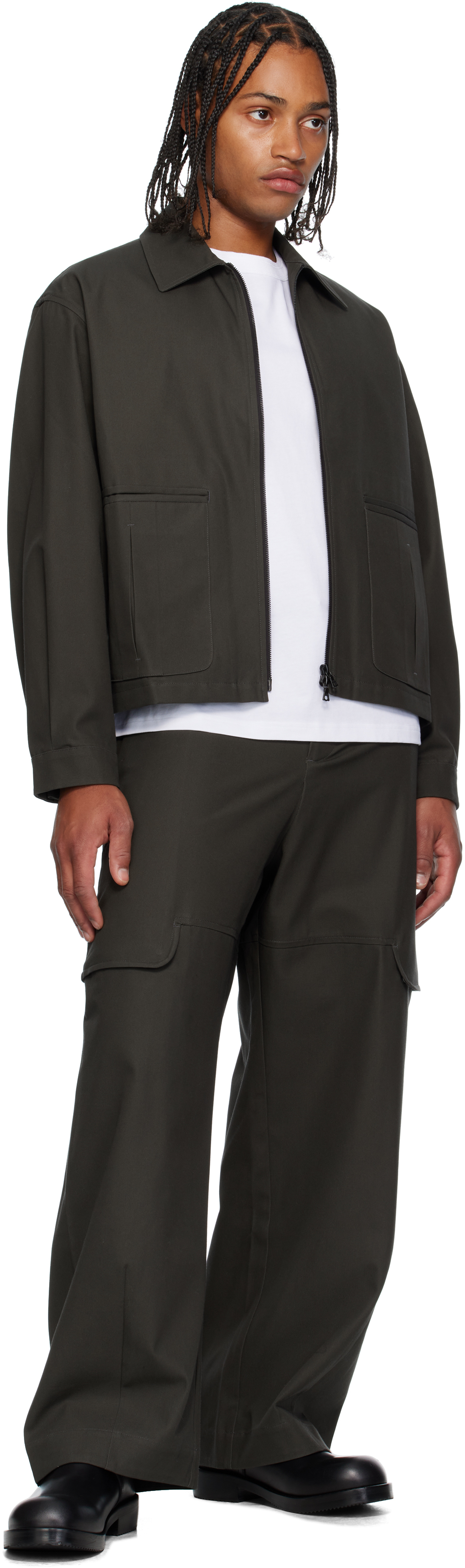 Sage Nation Gray Index Cotton Twill Jacket In Animal Print