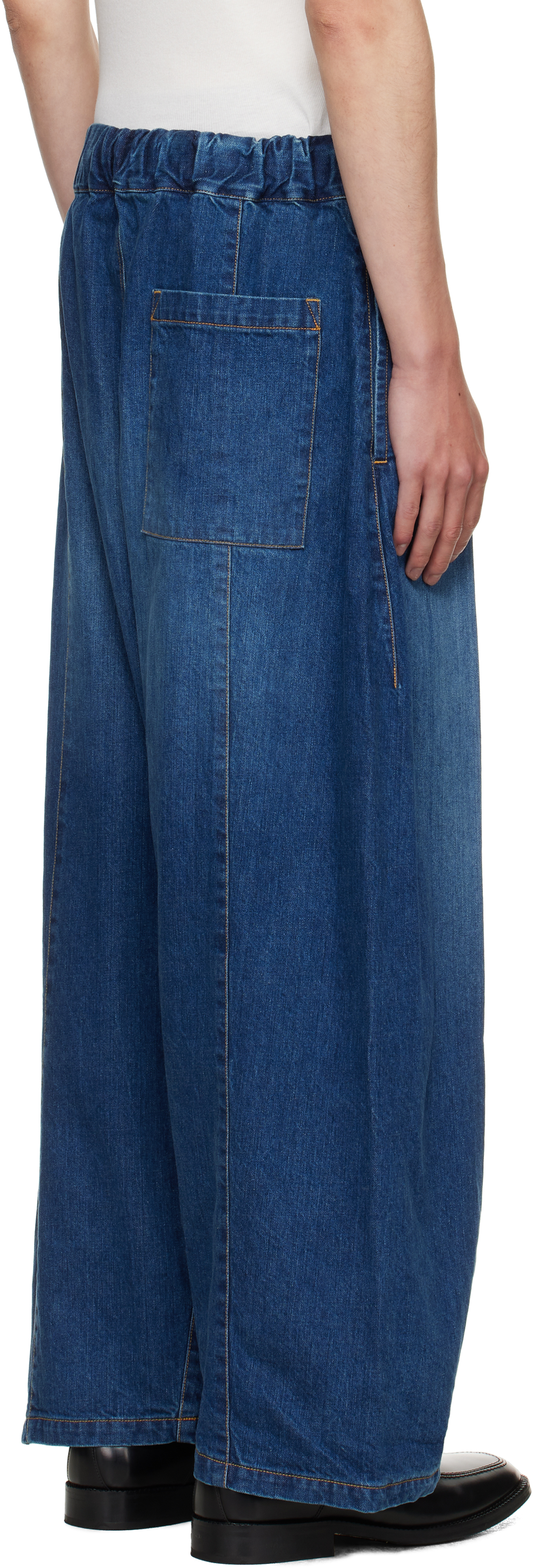 Sage Nation Blue Box Pleat Jeans In Blue