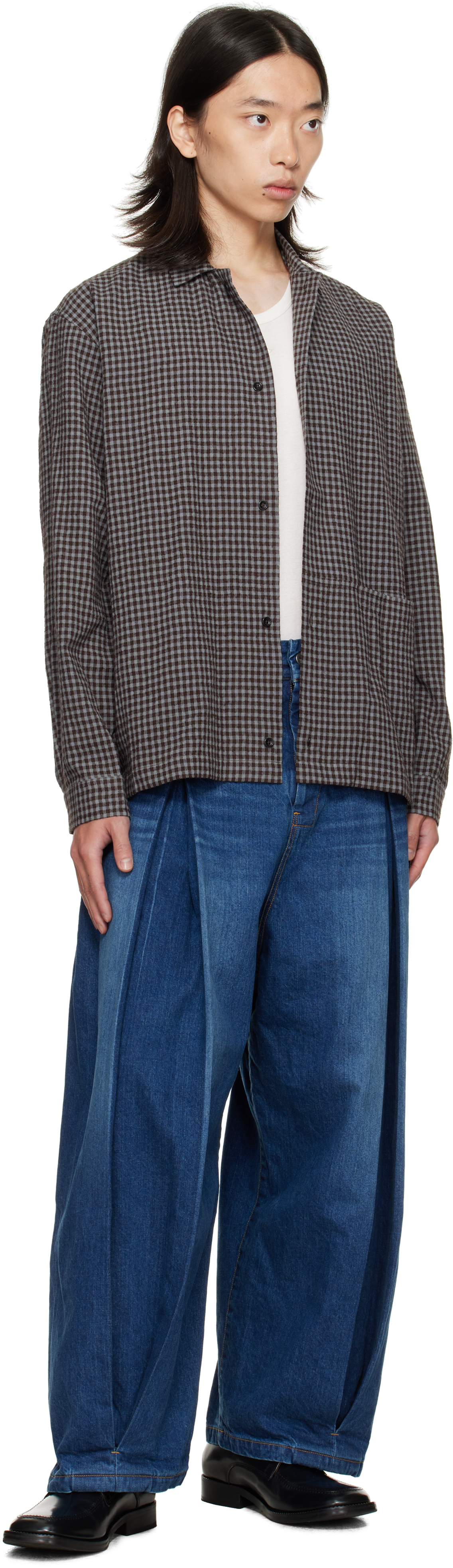 Sage Nation Blue Box Pleat Jeans In Blue