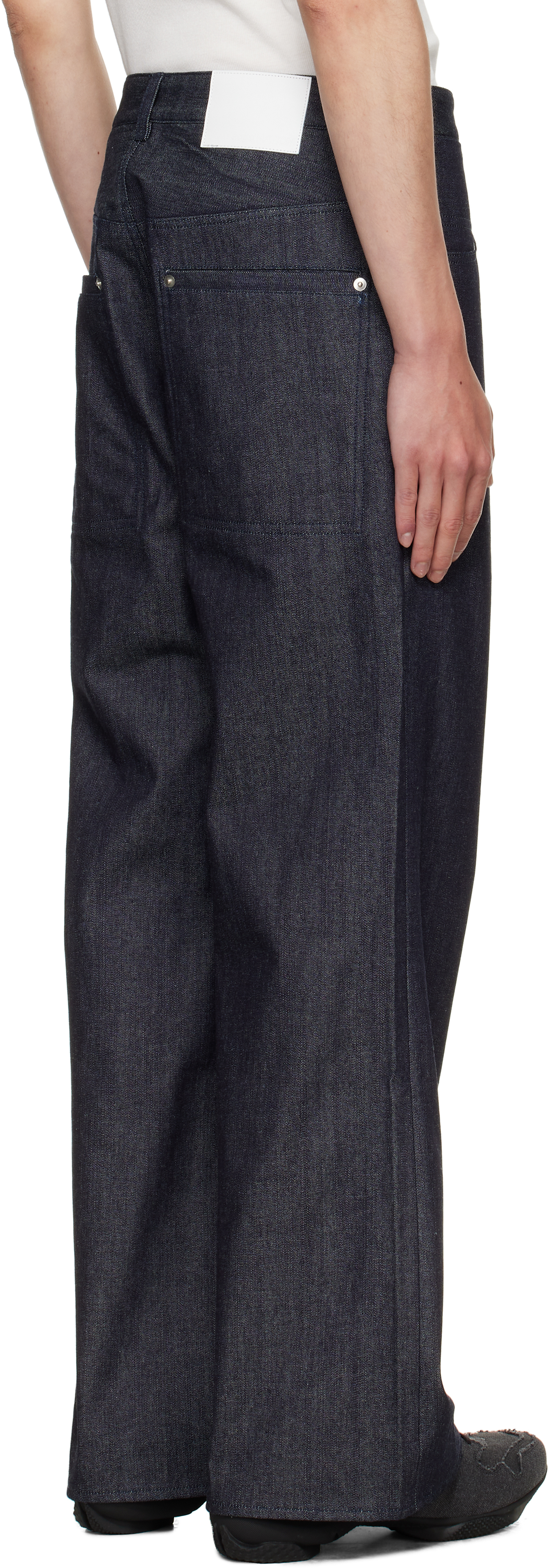 Sage Nation Navy Straight Rivet Jeans In Blue