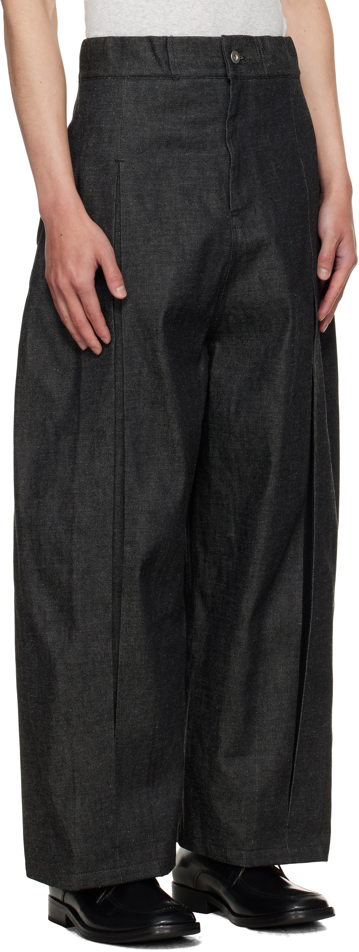 Sage Nation Black Box Pleat Jeans In Black