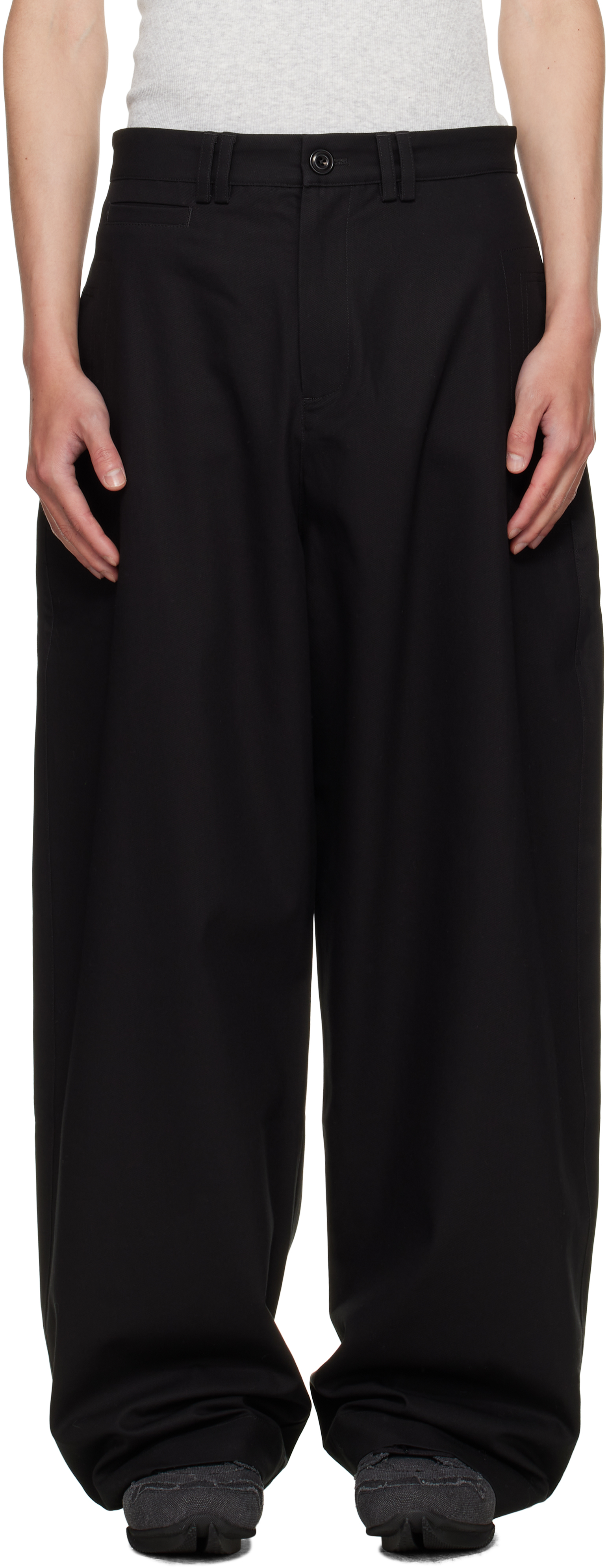 Sage Nation Black Wide Tailored Trousers In Black