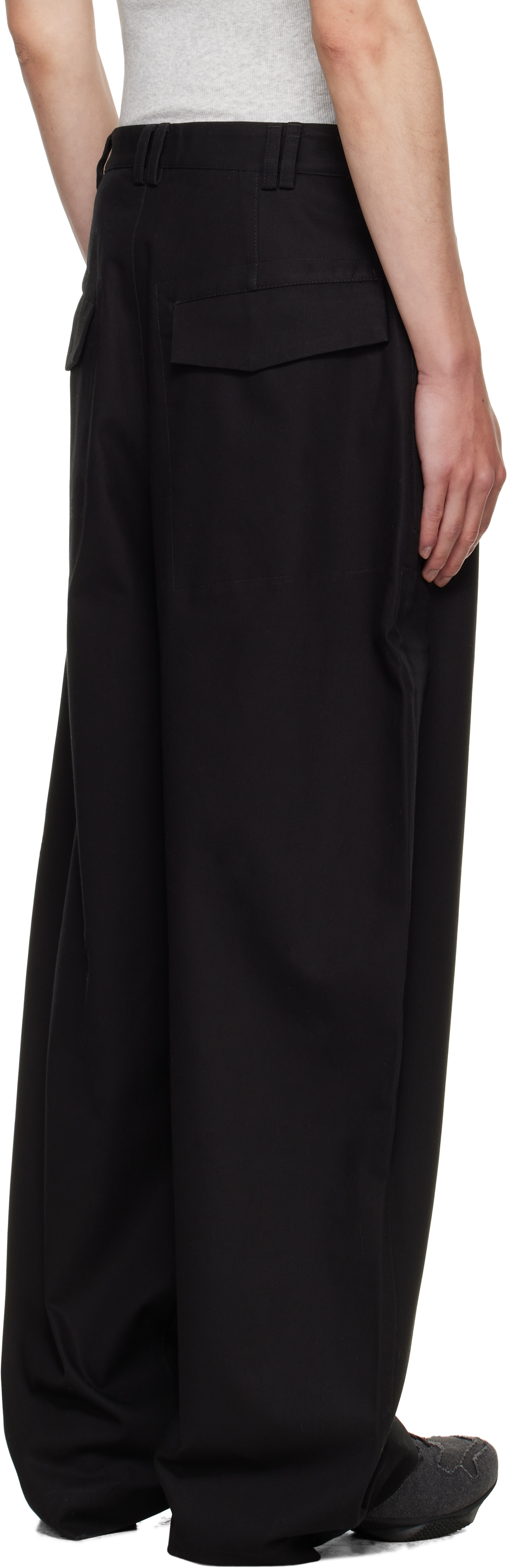 Sage Nation Black Wide Tailored Trousers In Black