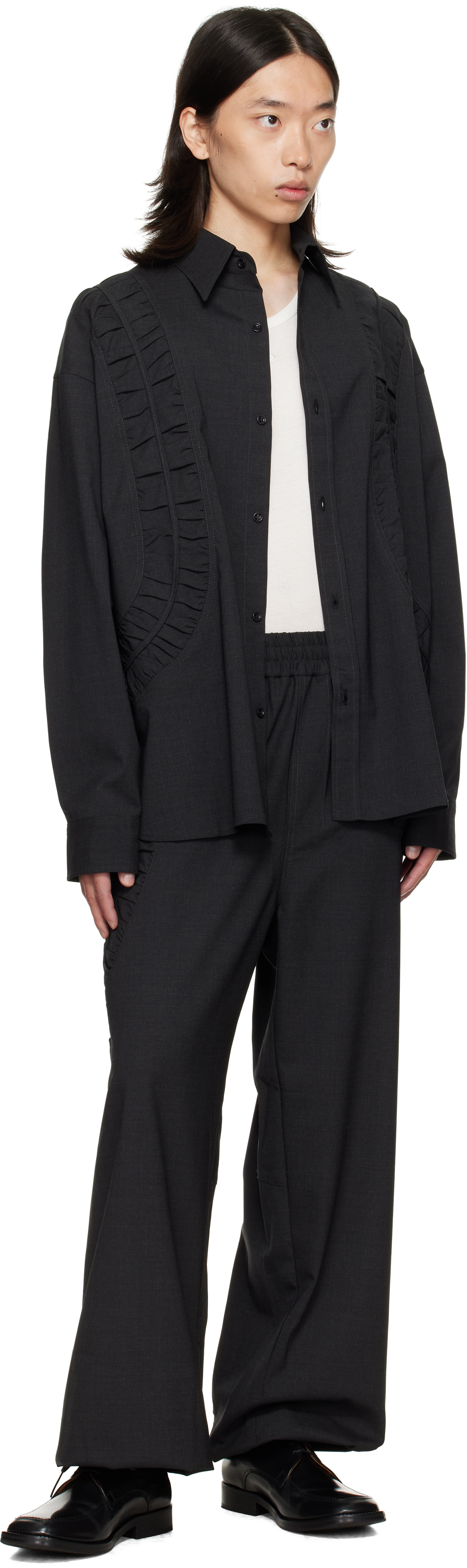 Sage Nation Gray Fossil Trousers In Black