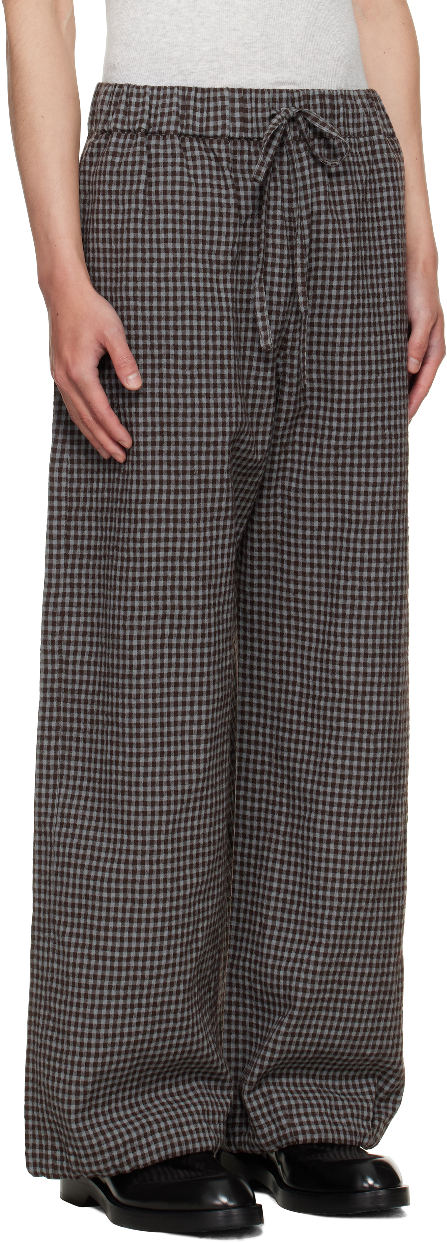 Sage Nation Brown & Blue Siesta Trousers In Gray