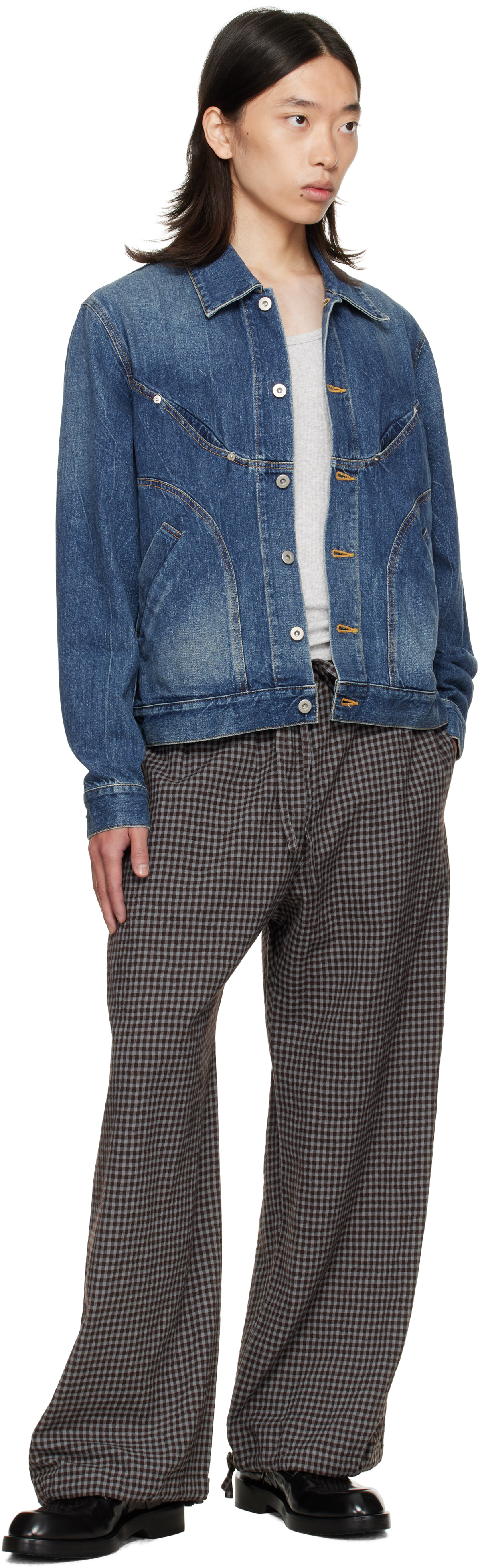 Sage Nation Brown & Blue Siesta Trousers In Gray