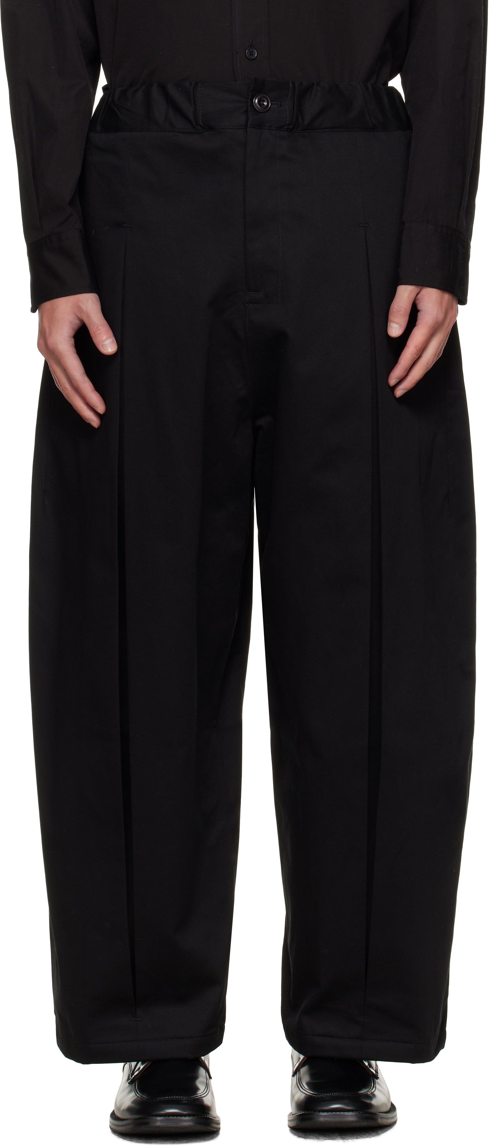 パンツ sage NATION 22SS BOX PLEAT PANTS SAGE NATION: Black Box Pleat Trousers | SSENSE