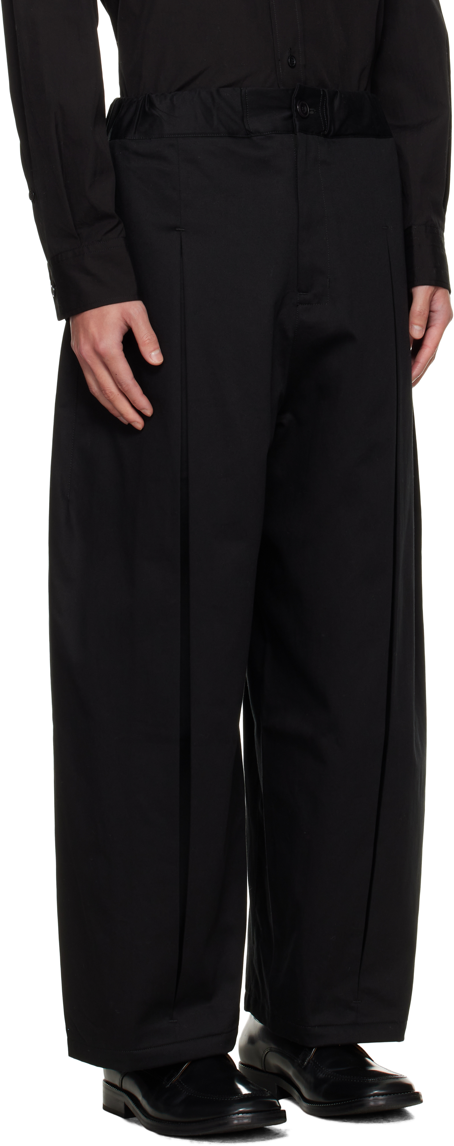 Sage Nation Black Box Pleat Trousers In Black