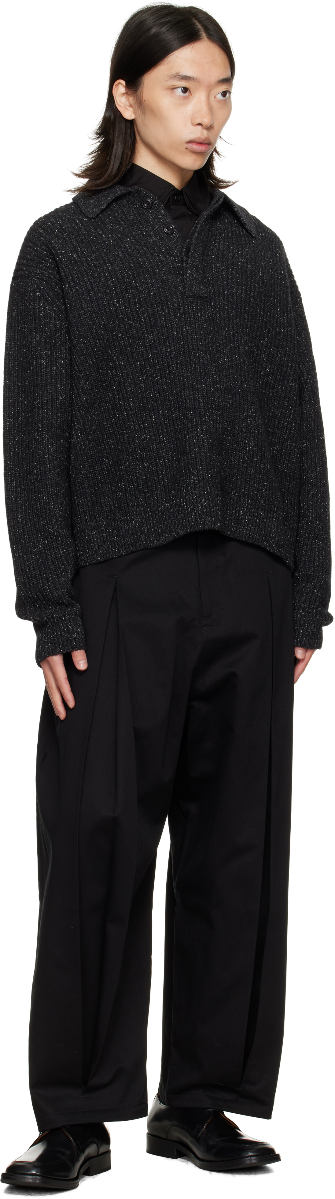 Sage Nation Black Box Pleat Trousers In Black