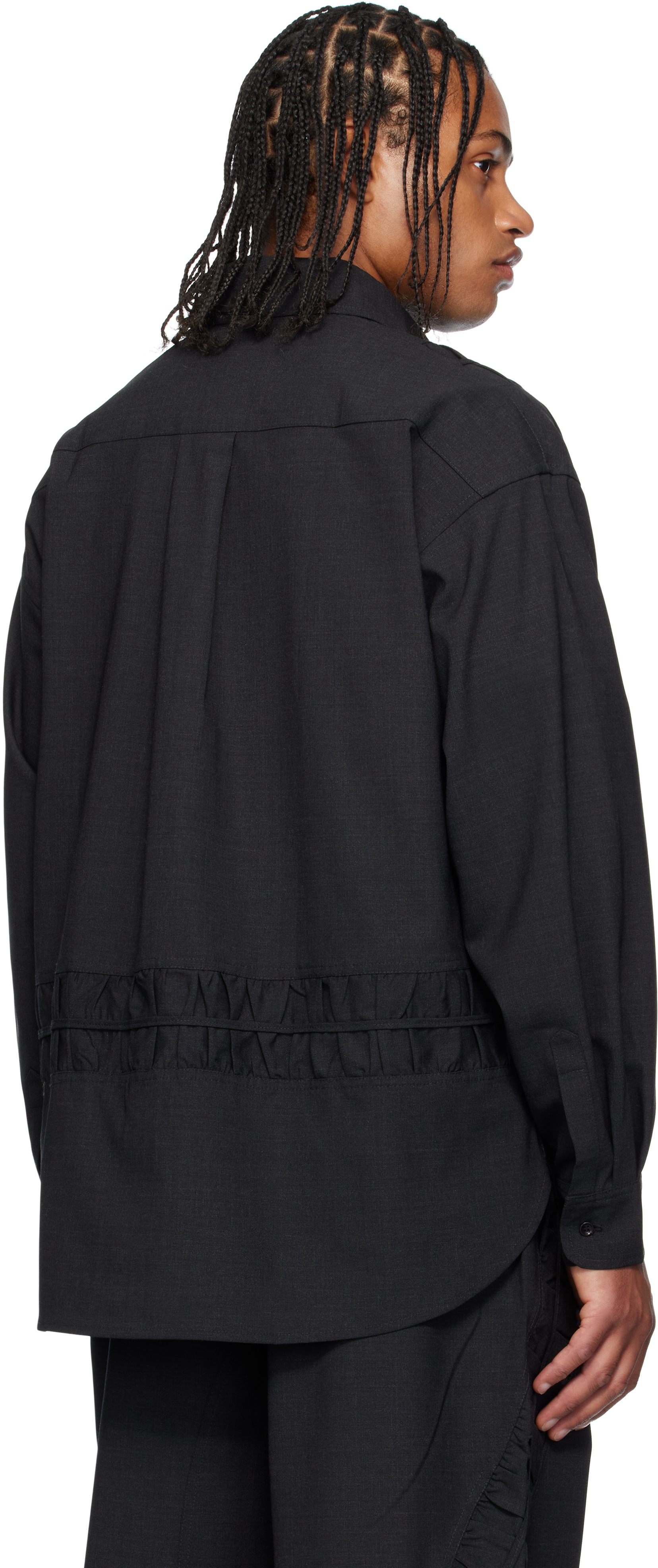 Sage Nation Gray Fossil Wool Shirt In Black