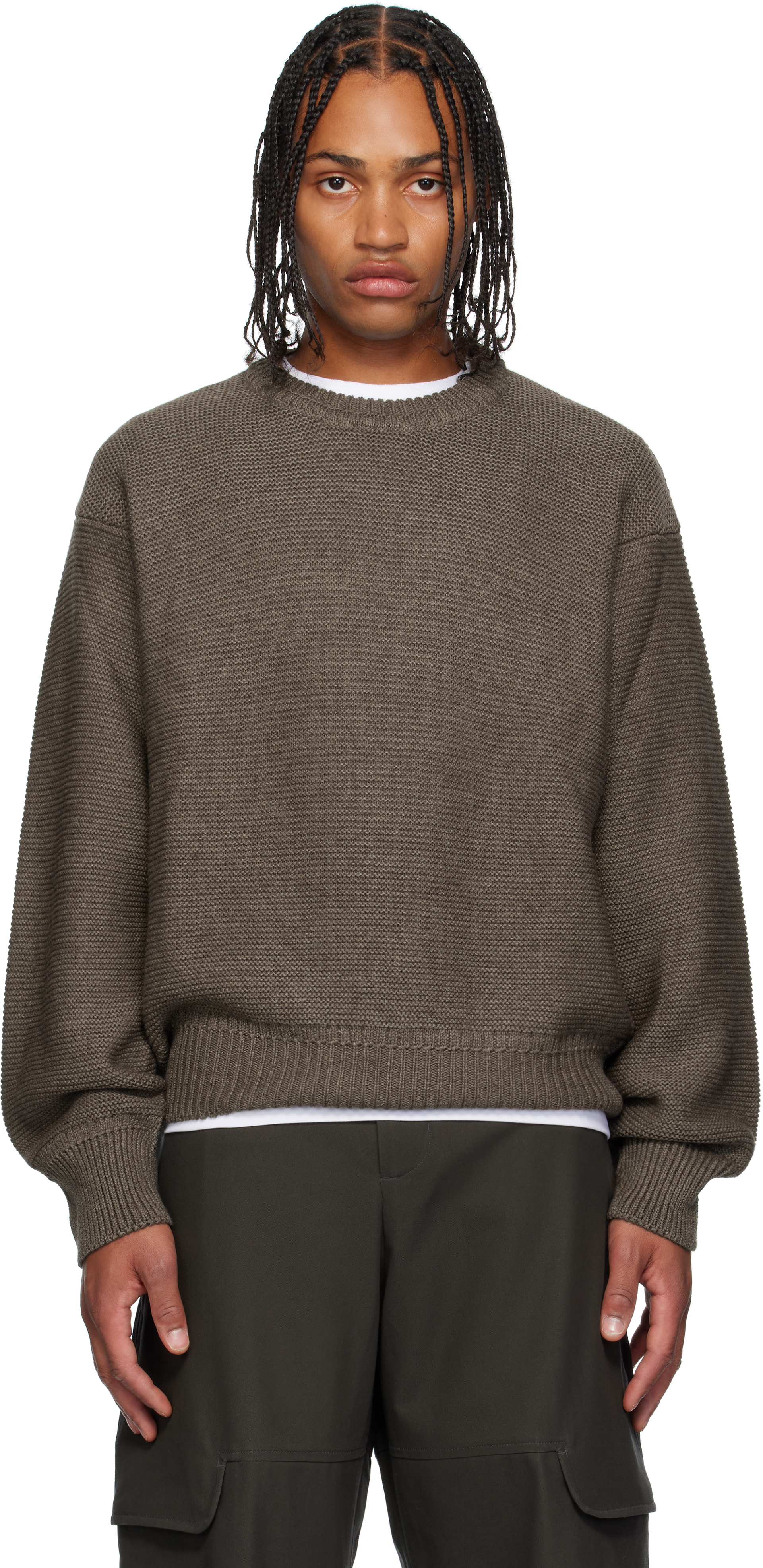 Sage Nation Taupe Mackenzie Knit Wool Sweater In Brown