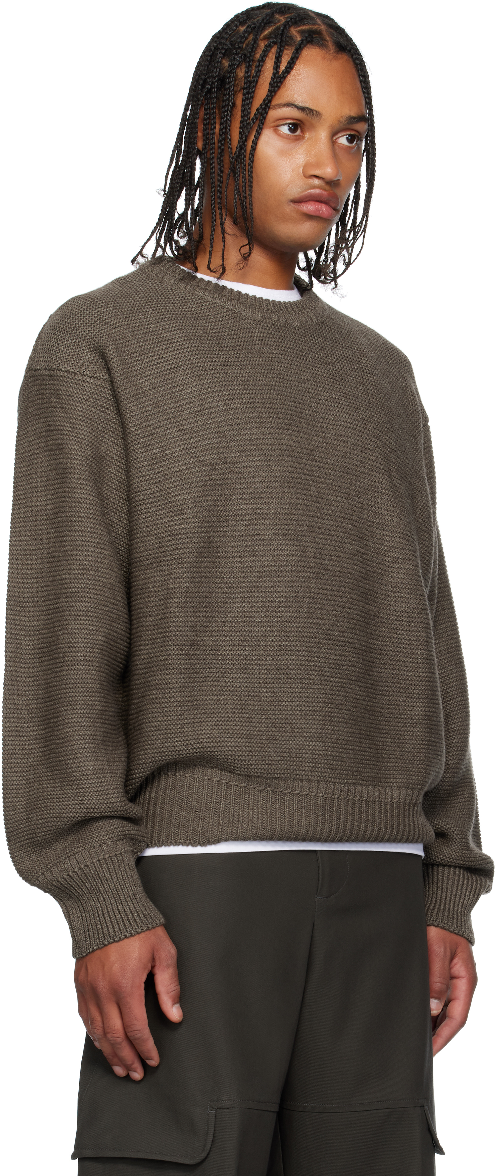 Sage Nation Taupe Mackenzie Knit Wool Sweater In Brown