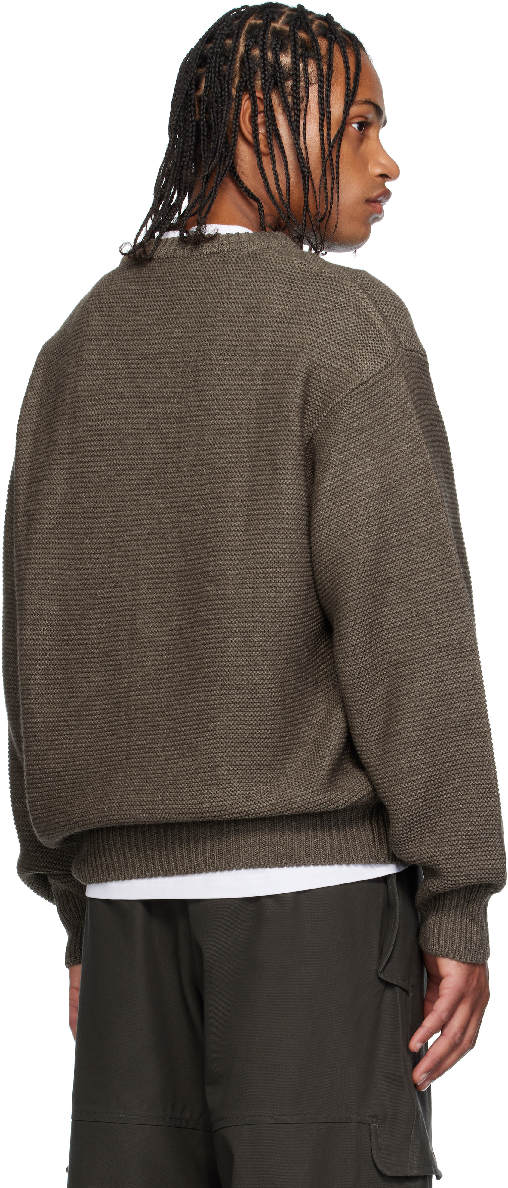 Sage Nation Taupe Mackenzie Knit Wool Sweater In Brown