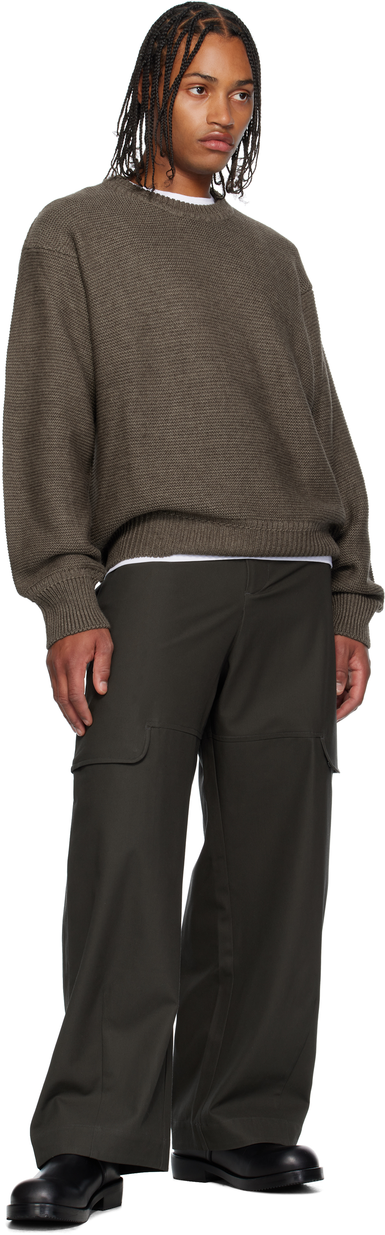 Sage Nation Taupe Mackenzie Knit Wool Sweater In Brown