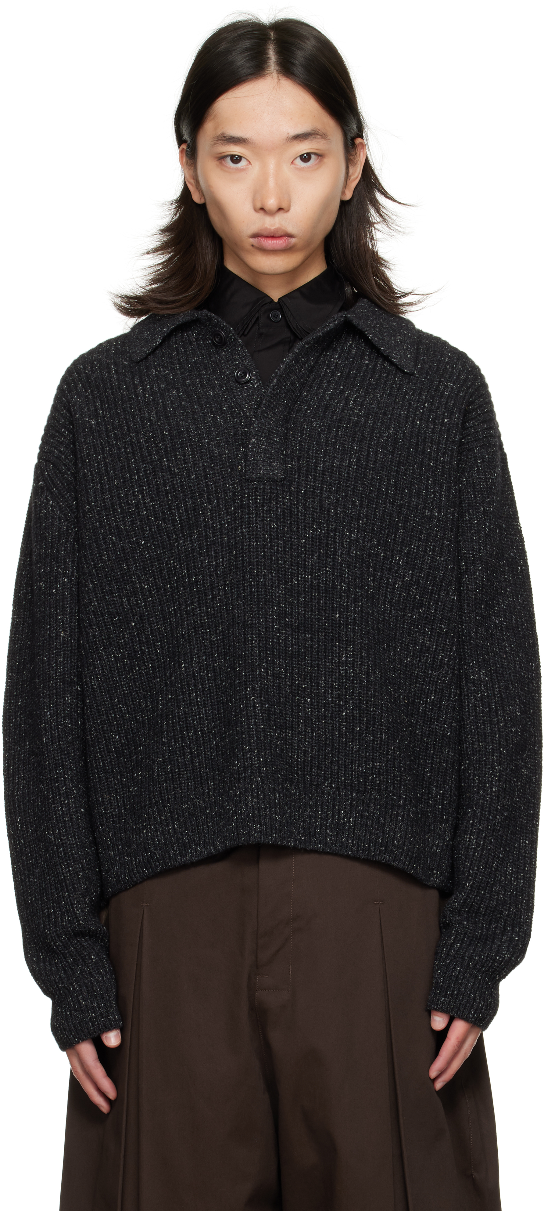 Sage Nation Gray Knit Polo