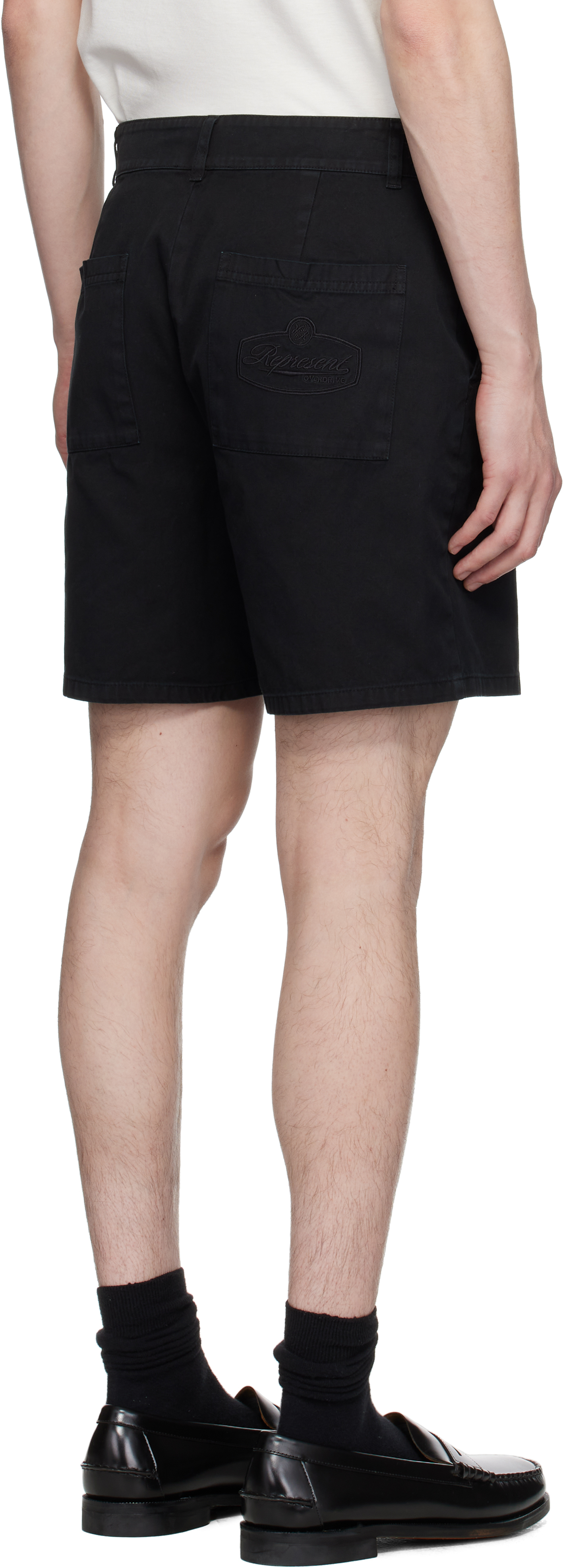 Represent Black Cotton Tailored Shorts In Black