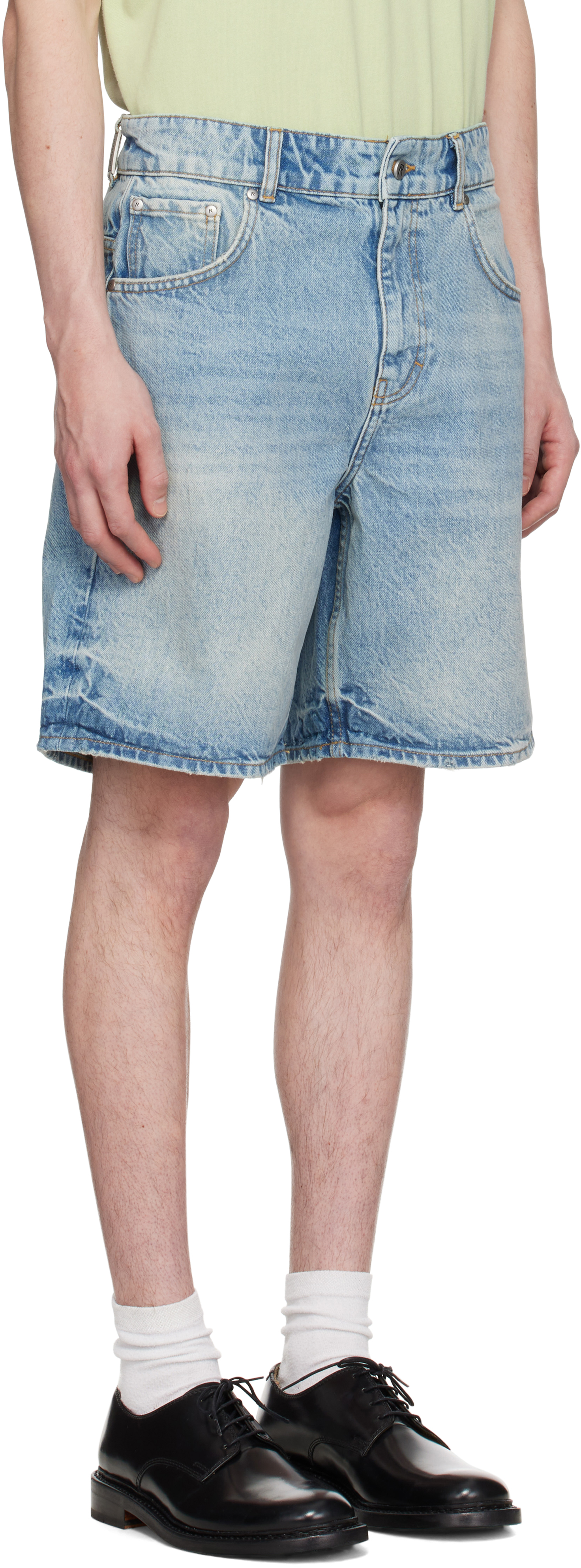 Represent Bermuda Tailored In Denim Stone-washed In Blue