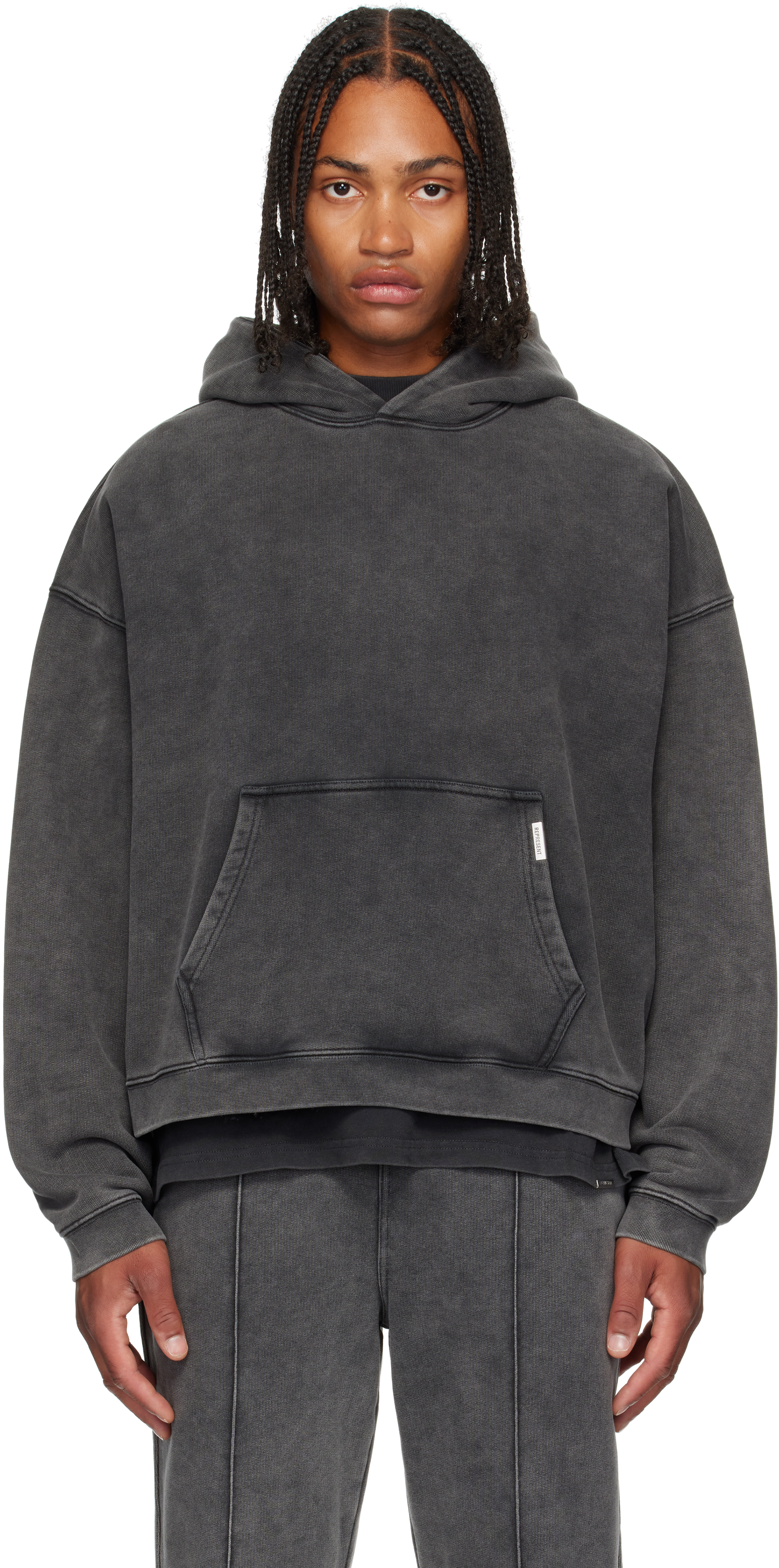 Gray Initial Boxy Hoodie