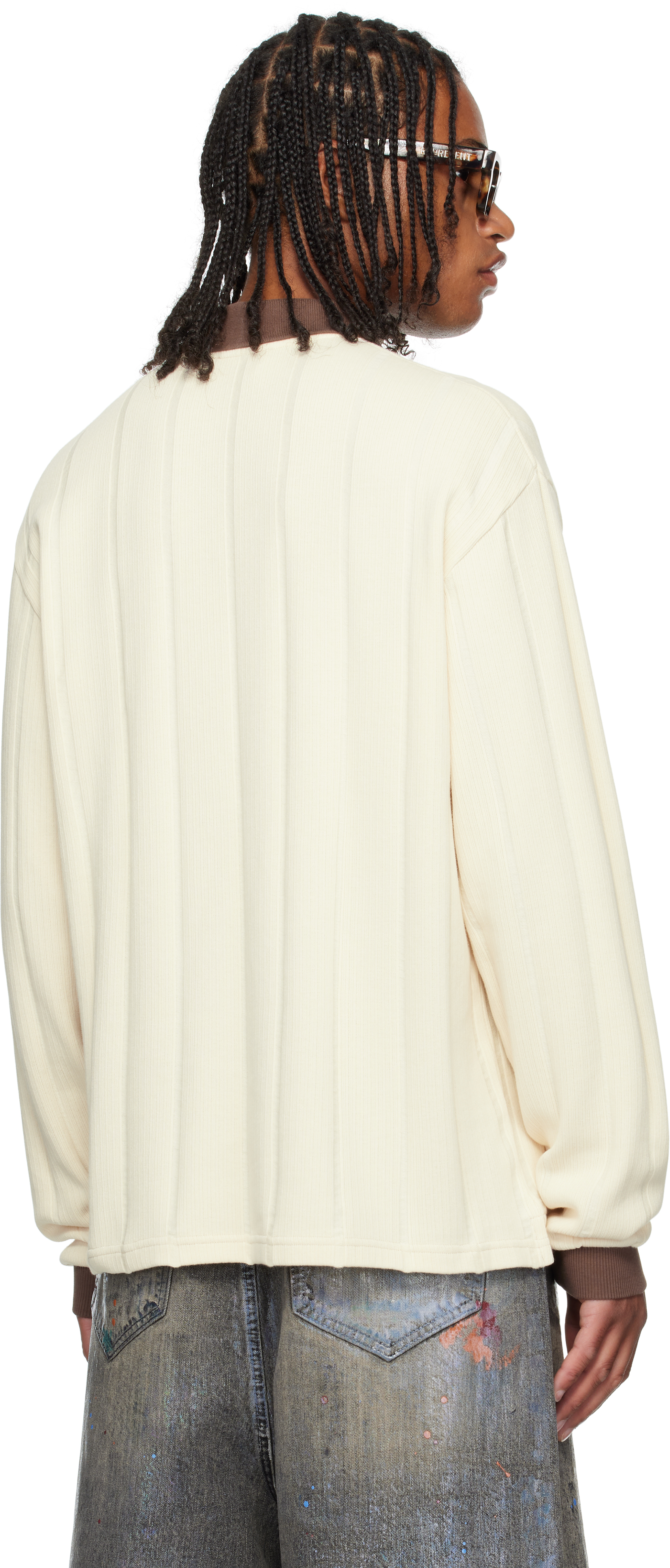 Represent Off-white Retro Football Long Sleeve Polo In Neutral