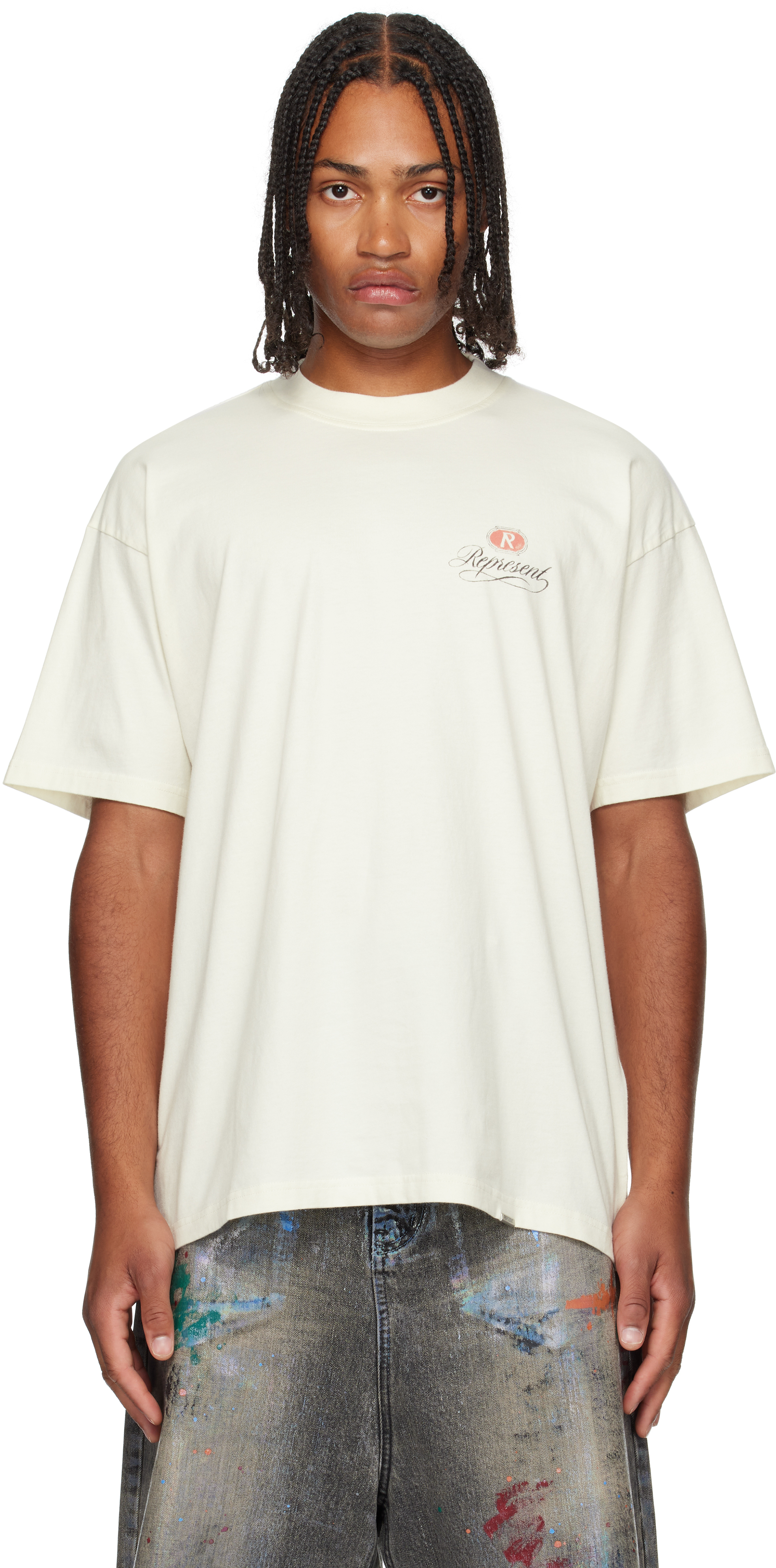 Represent: Off-White Grand Vintage Hand Drawn T-shirt | SSENSE