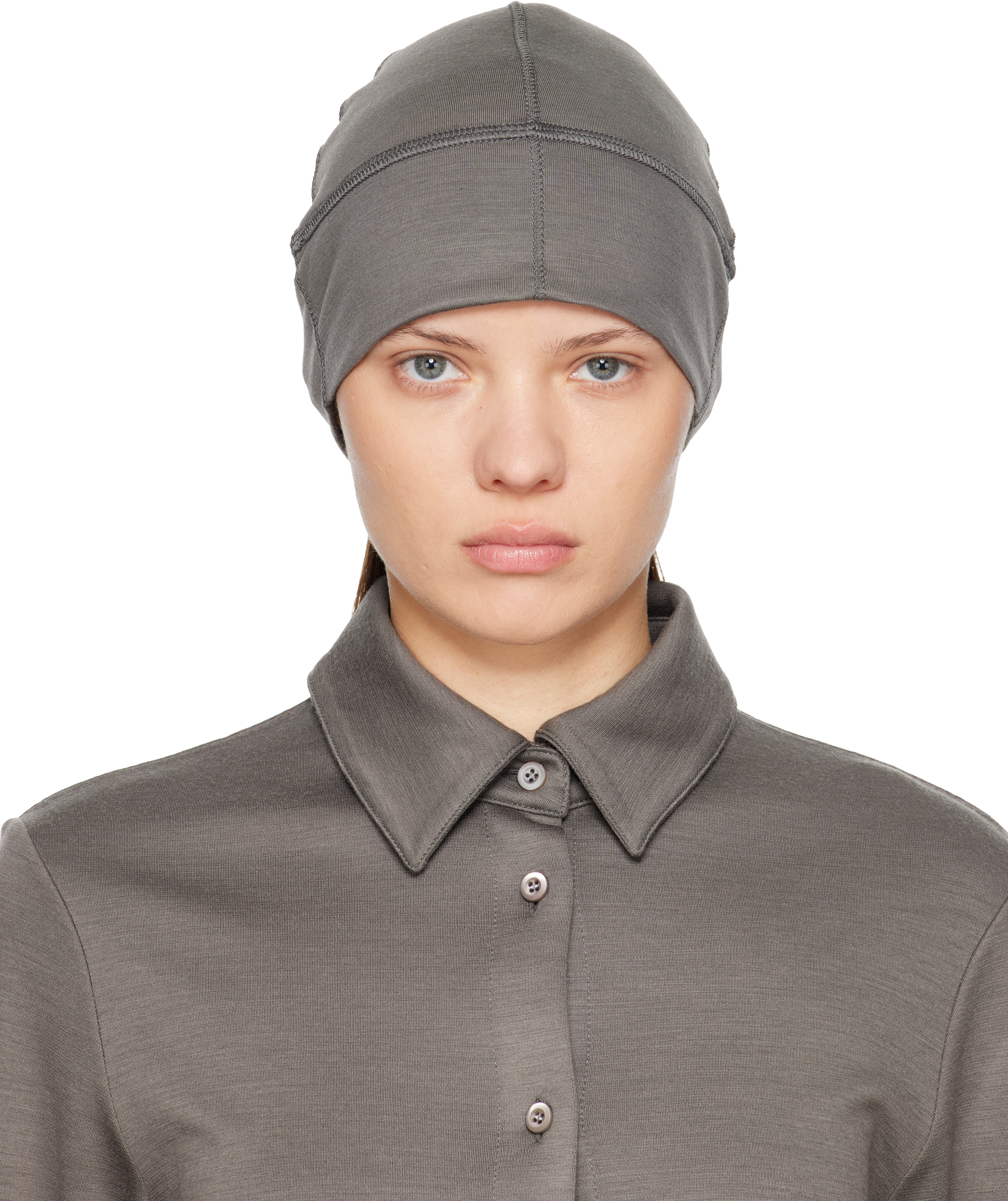 Rier Polar Jersey Beanie In Gray