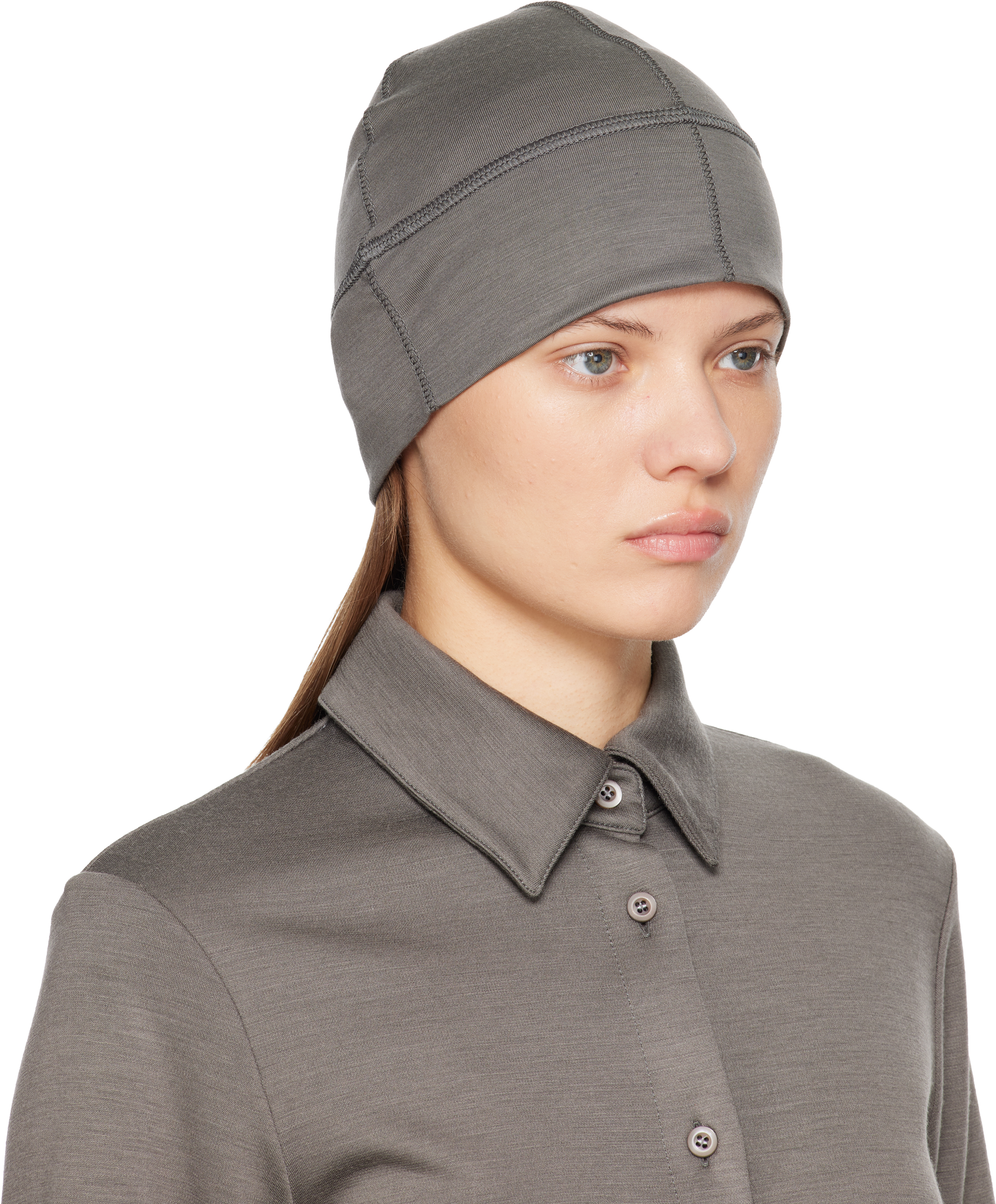 Rier Polar Jersey Beanie In Gray