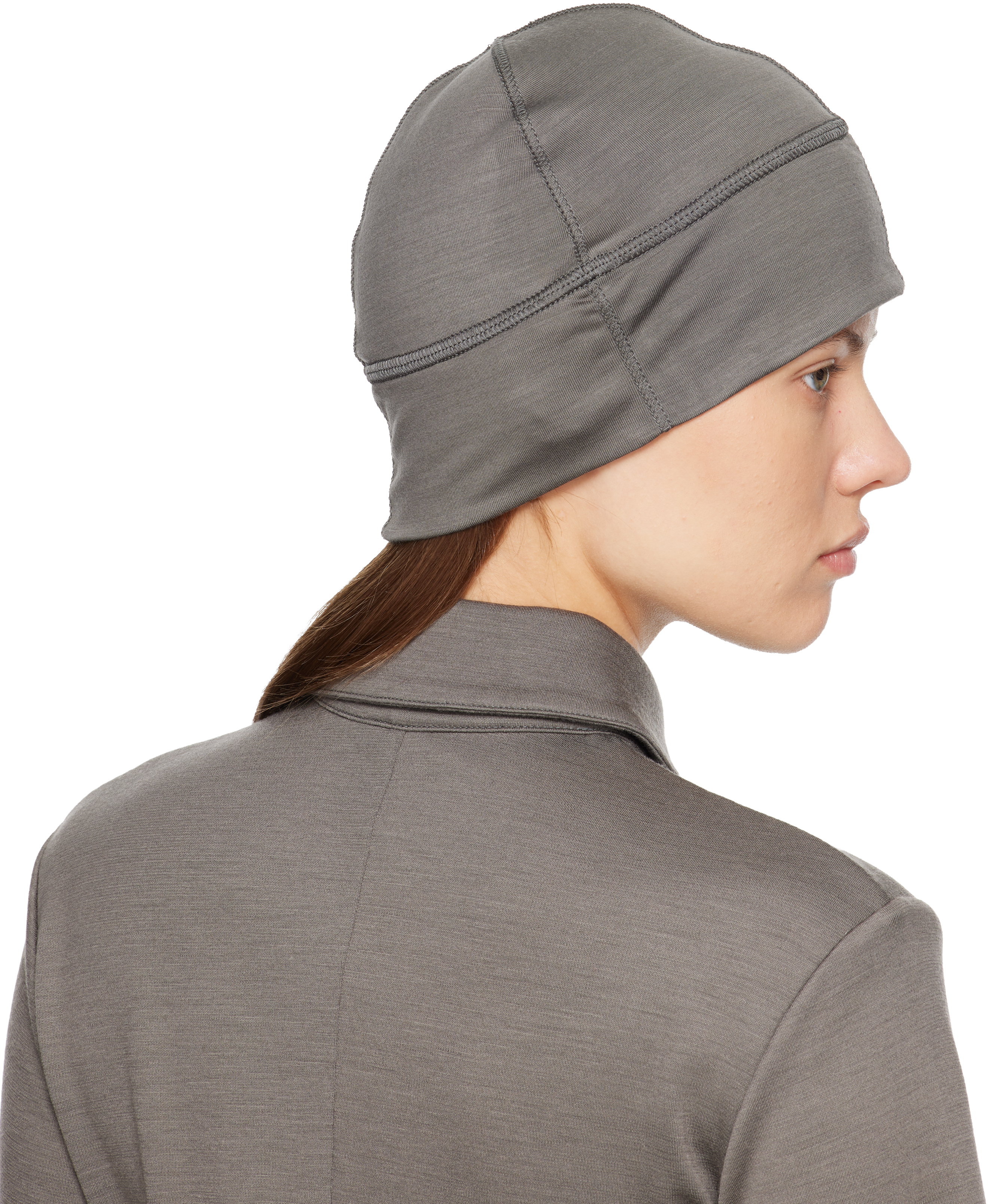 Rier Polar Jersey Beanie In Gray