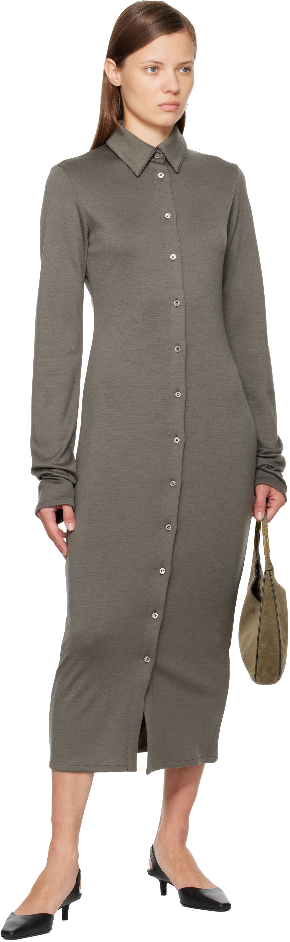 Rier Gray Polar Midi Dress In Multi