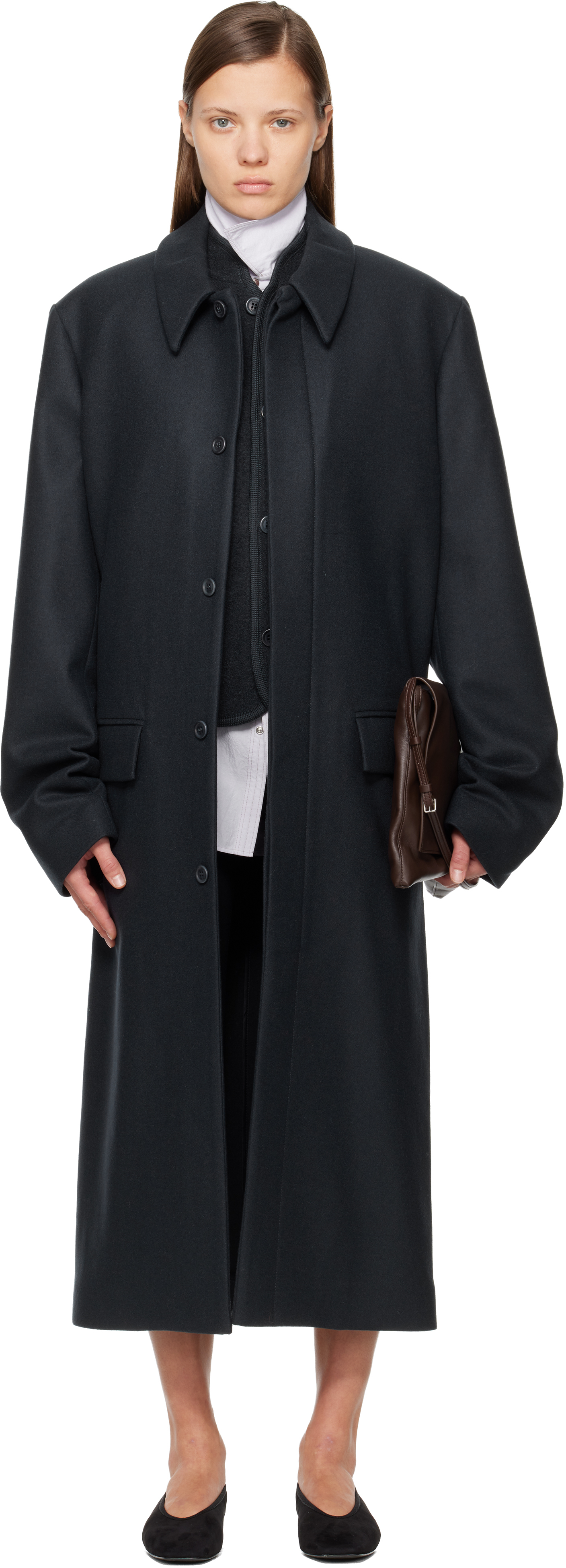 Rier Black Loden Coat In Black