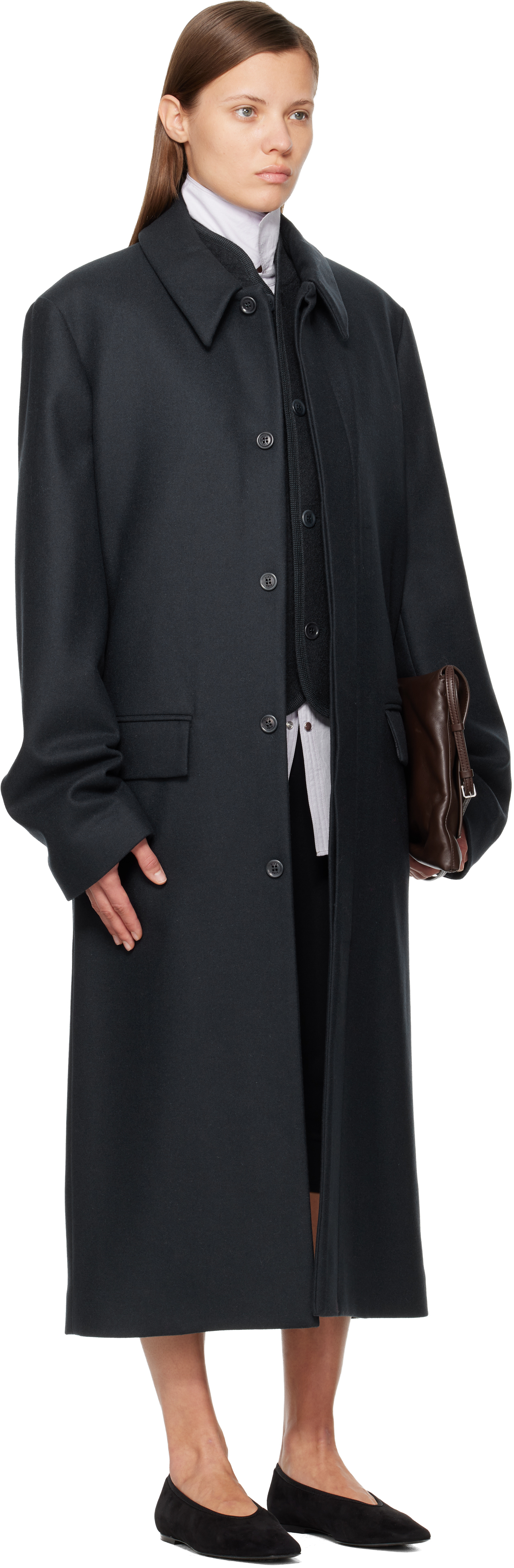 Rier Black Loden Coat In Black