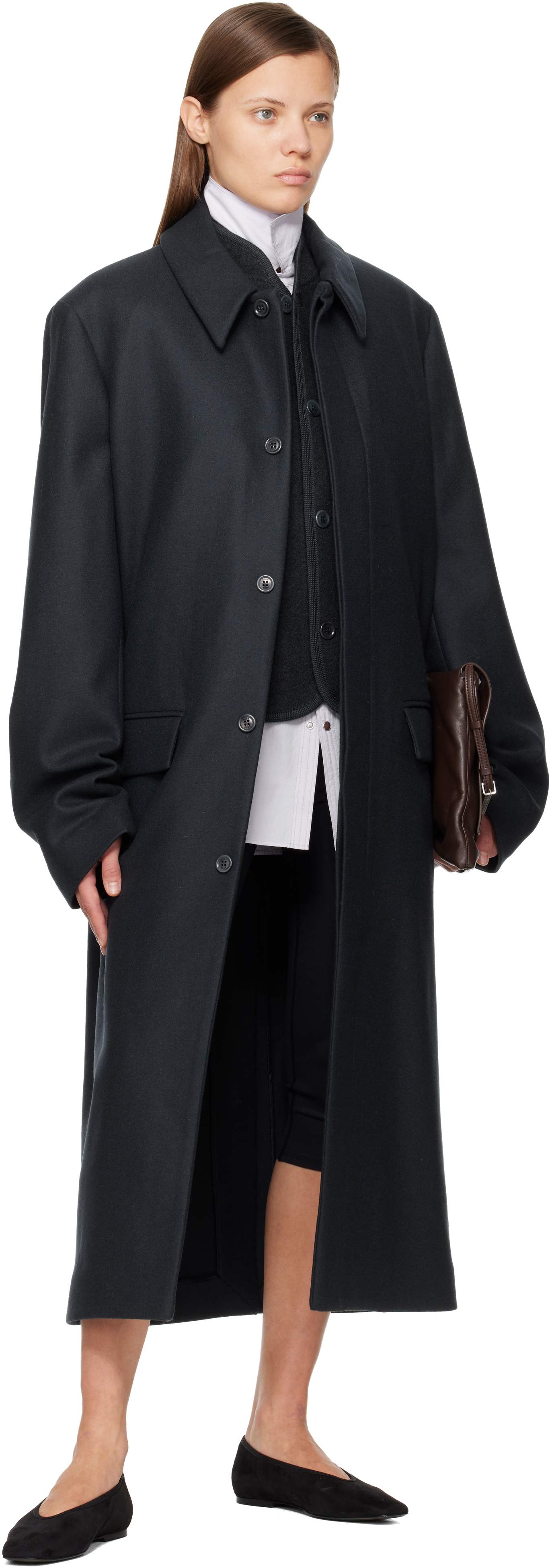 Rier Black Loden Coat In Black