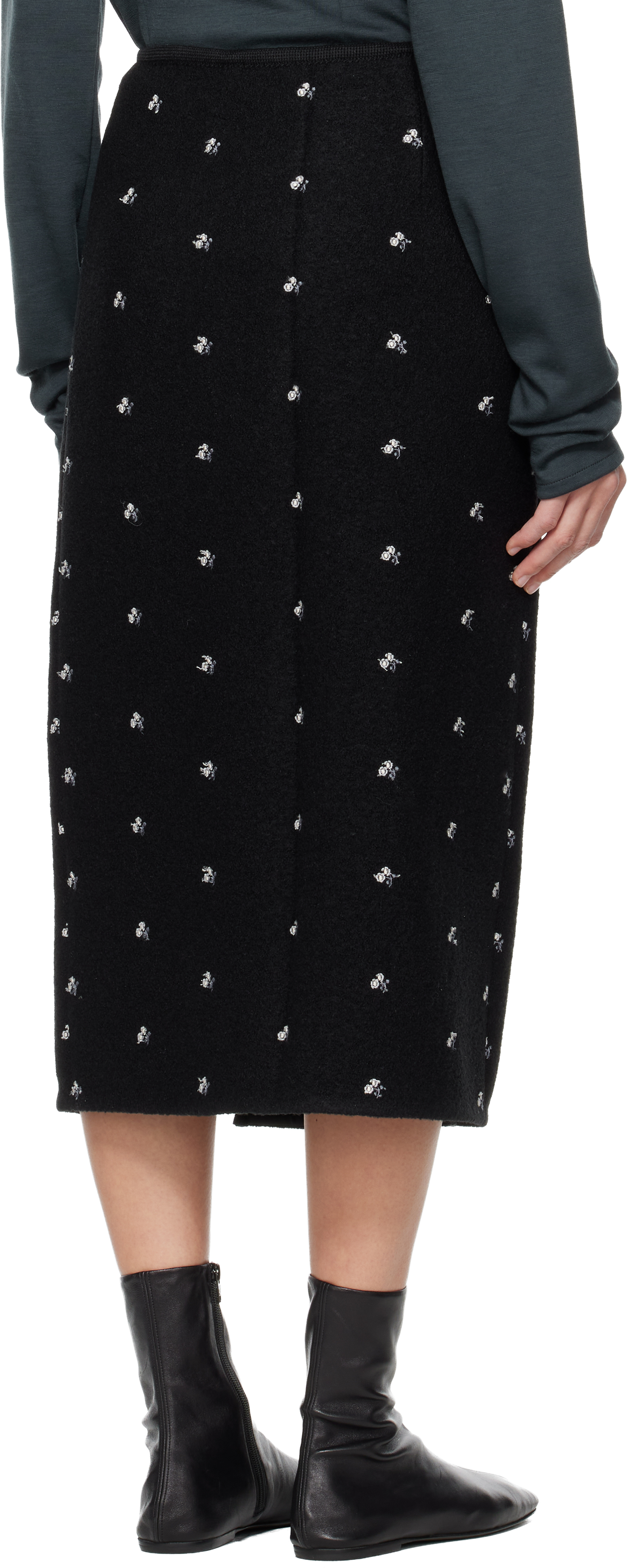 Rier Black Walker Midi Skirt In Black