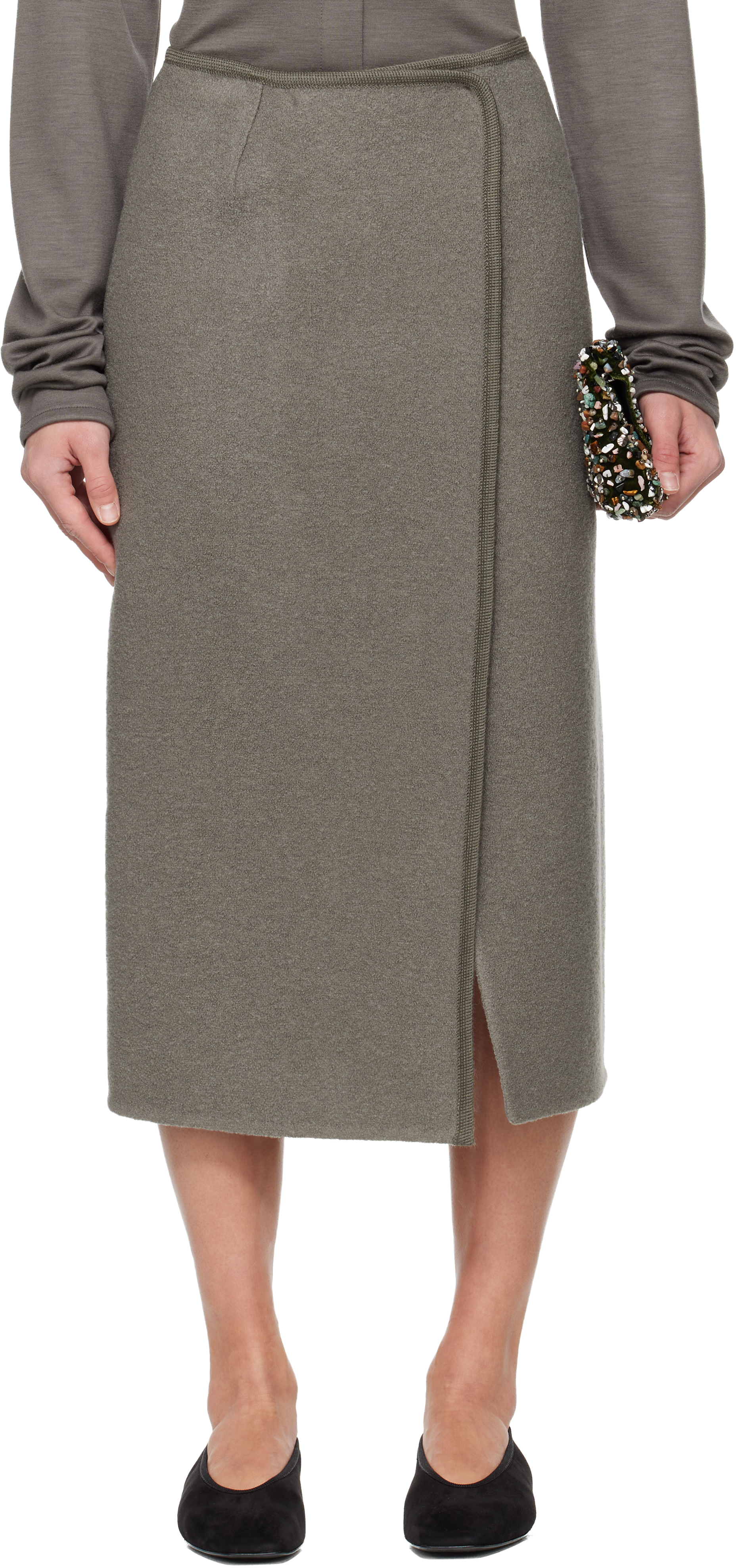 Rier Gray Walker Midi Skirt In Animal Print