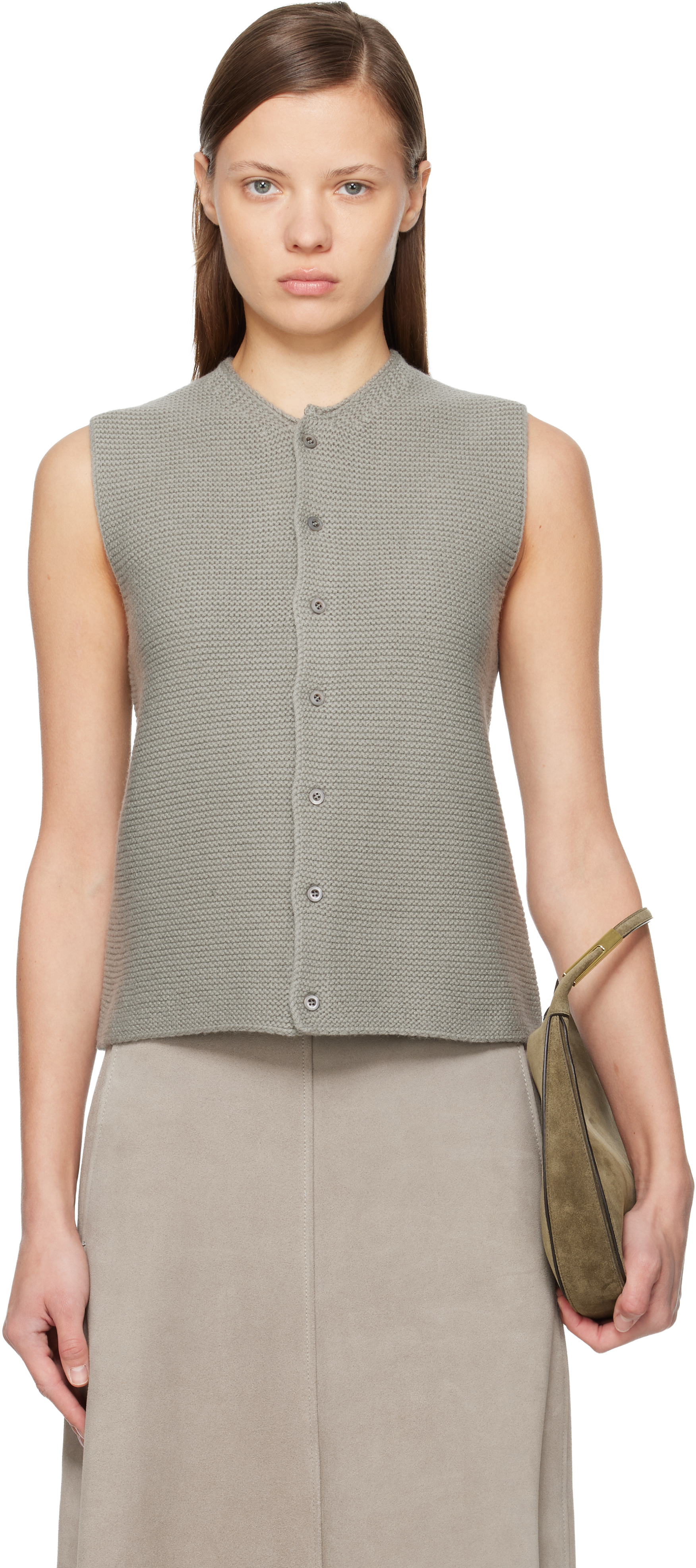 Rier: Gray Tyrolean Gilet Cardigan | SSENSE