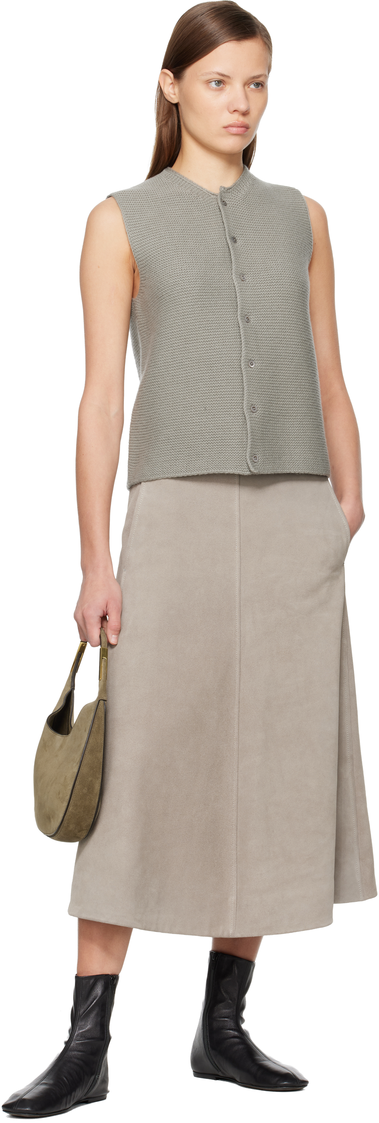 Rier Gray Tyrolean Gilet Cardigan In Gray
