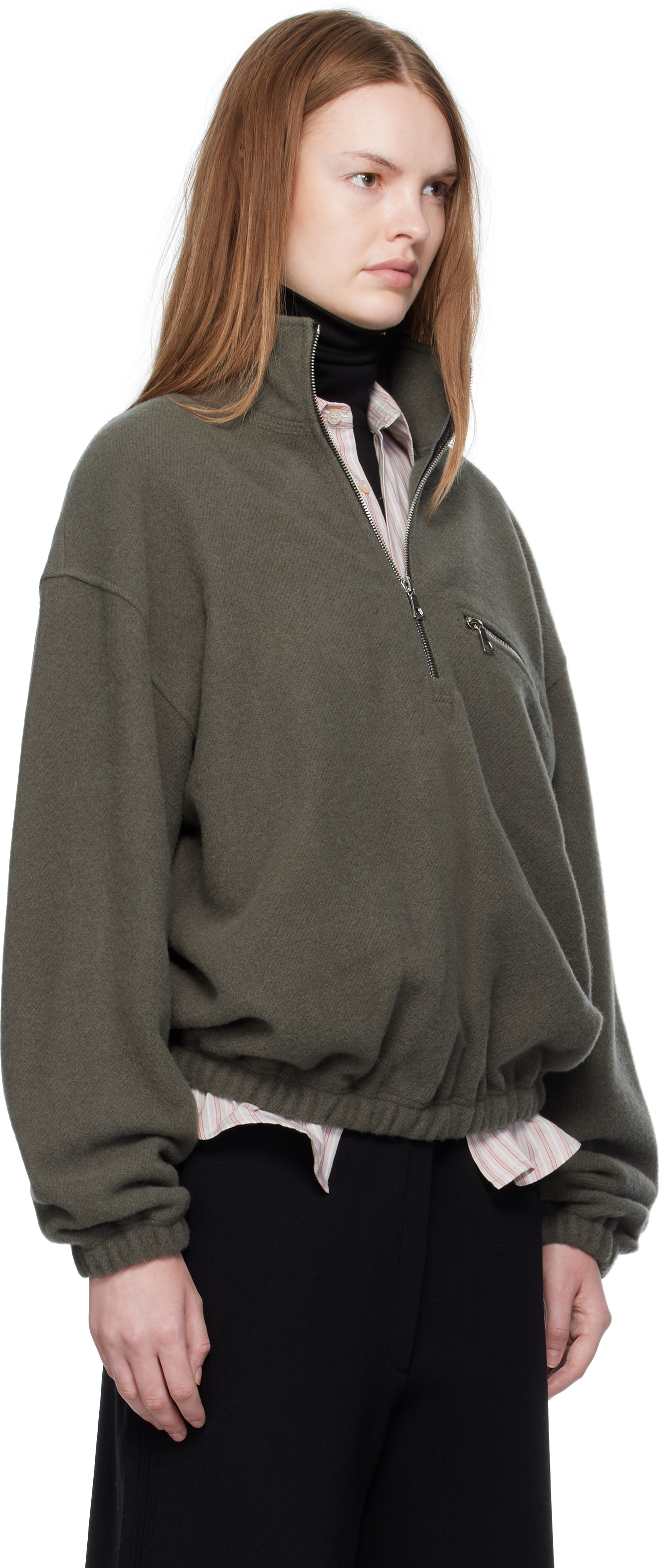 Rier Green Fleece Sweater In Brown