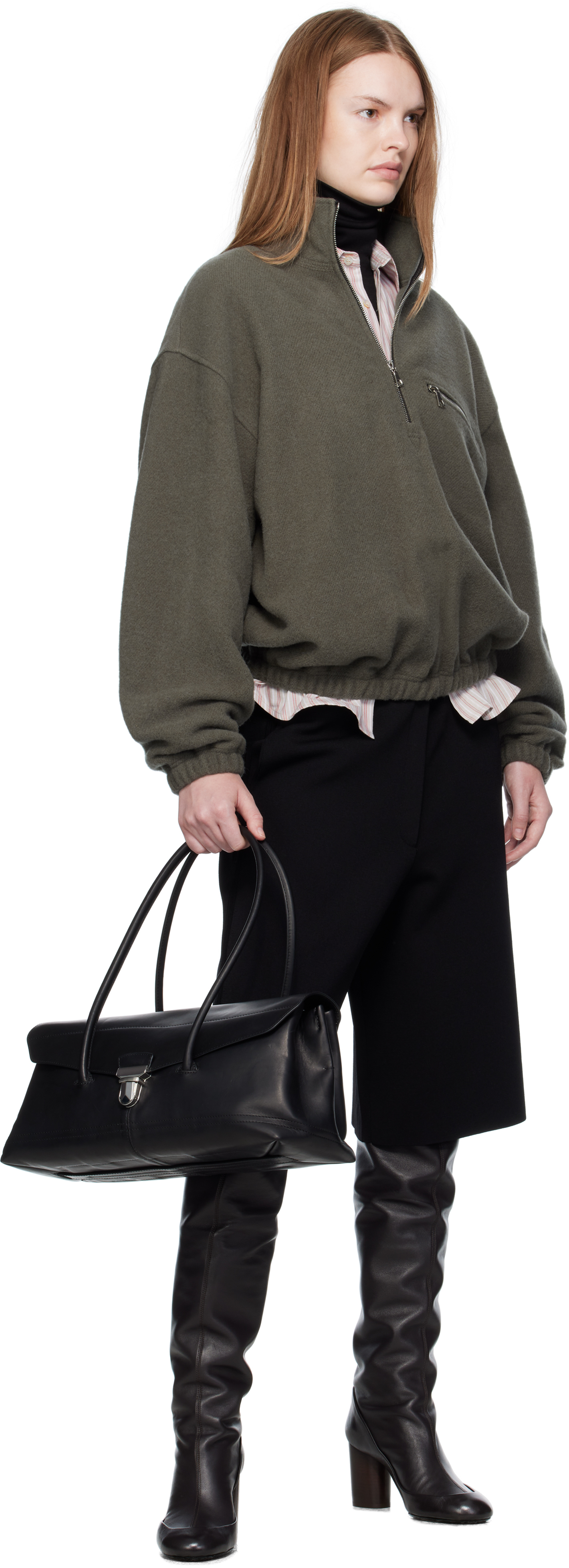 Rier Green Fleece Sweater In Brown