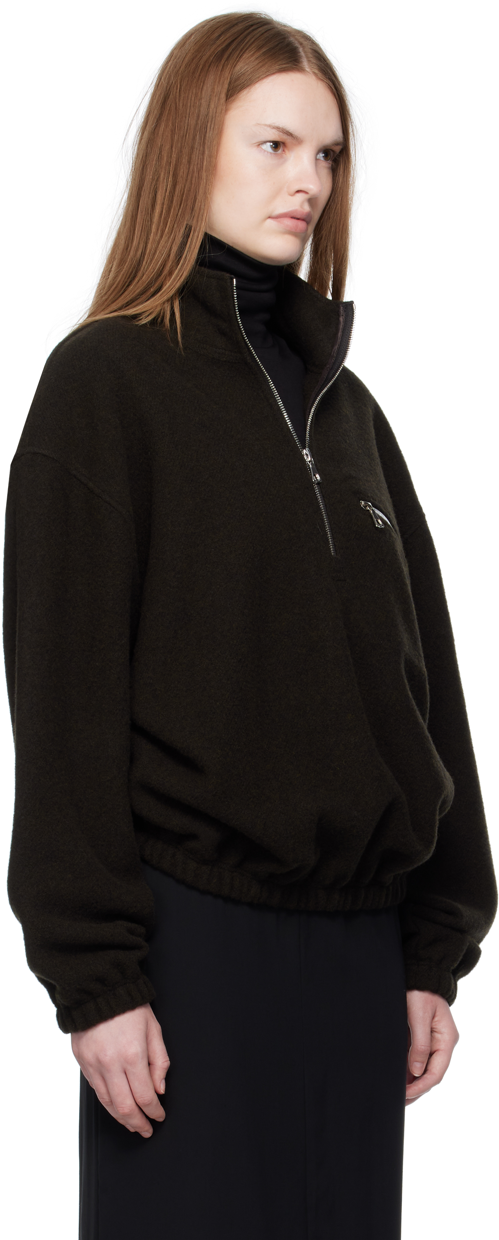 Rier Green Fleece Sweater In Brown